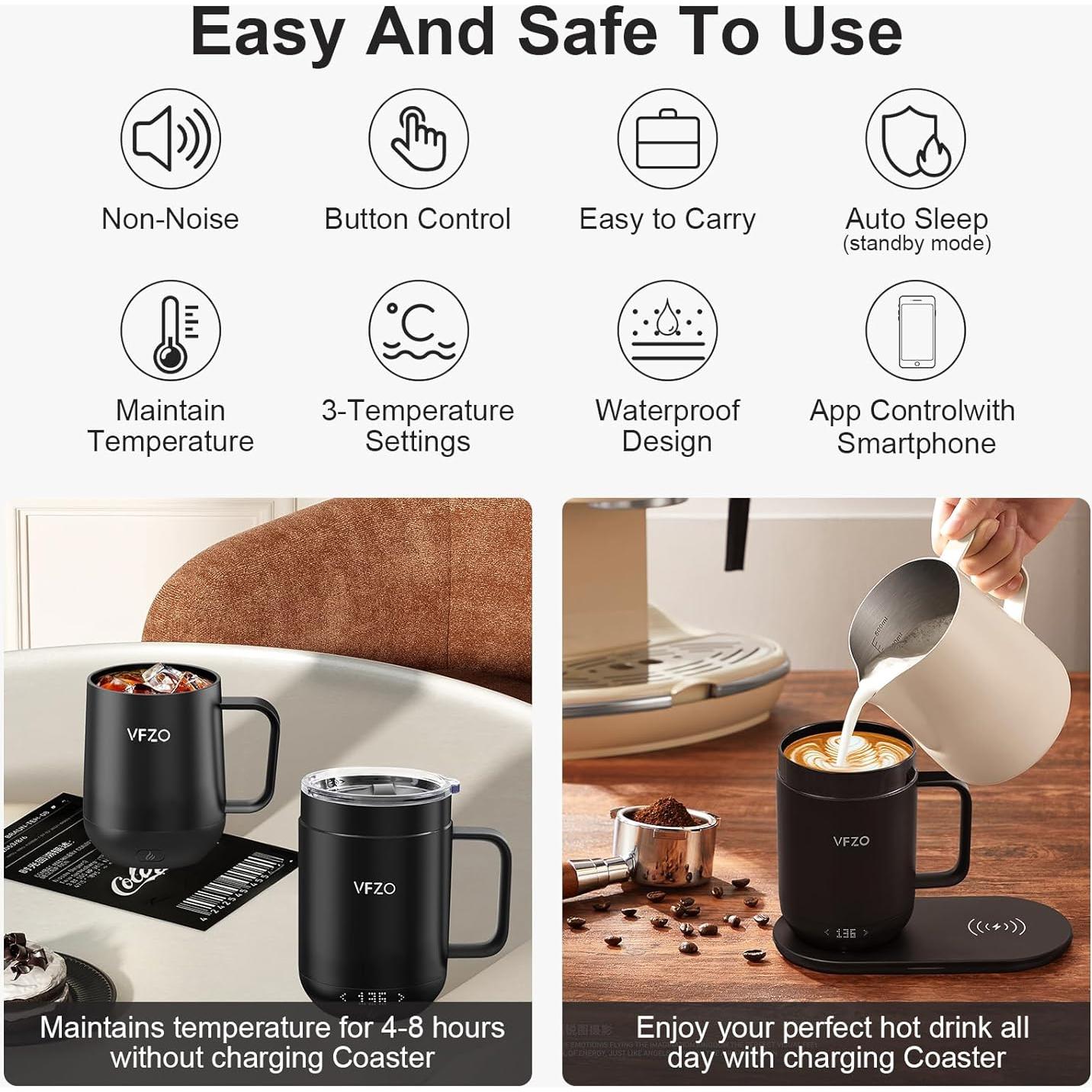 Taza Inteligente VFZO 16Oz Autocalentable Pantalla LED