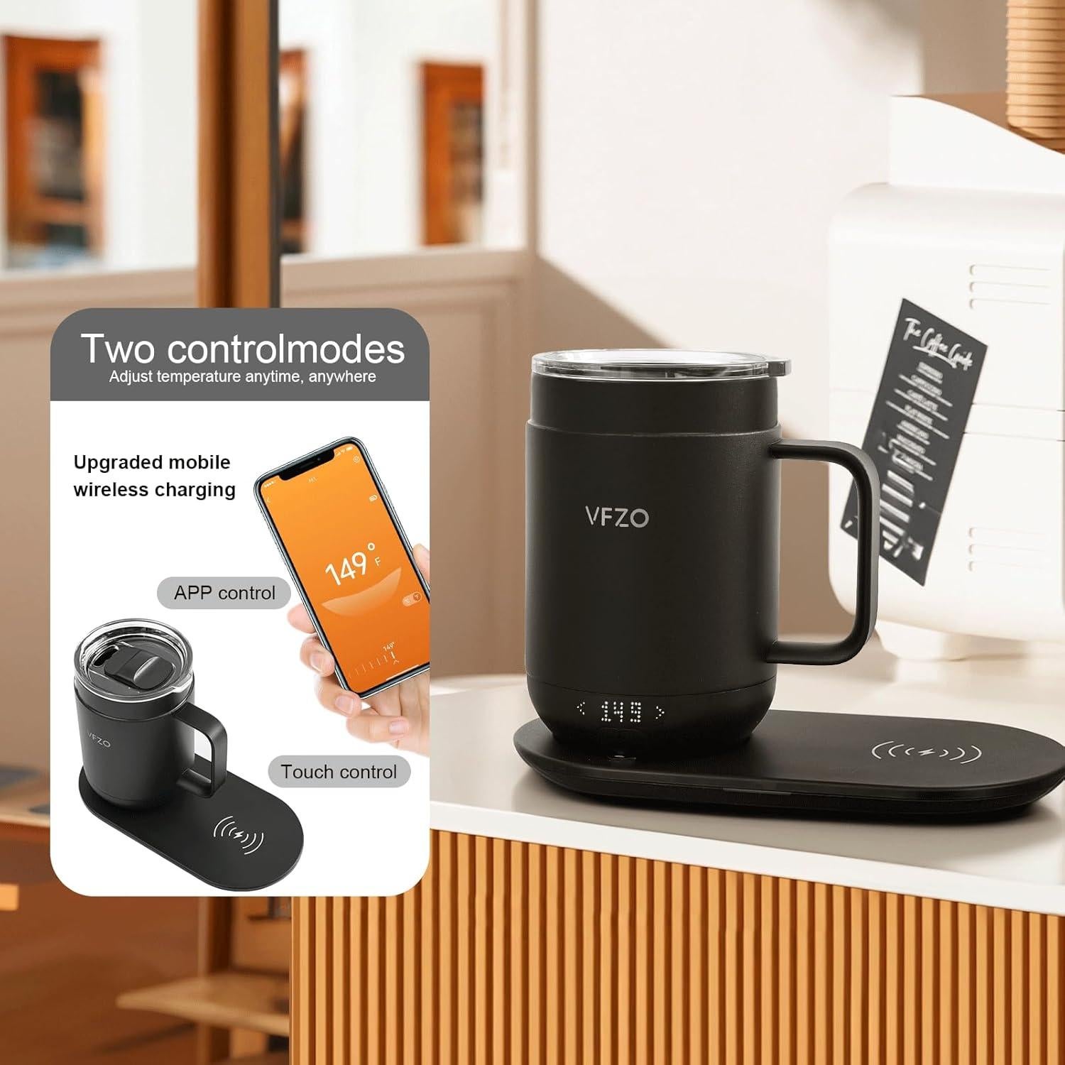 Taza Inteligente VFZO 16Oz Autocalentable Pantalla LED