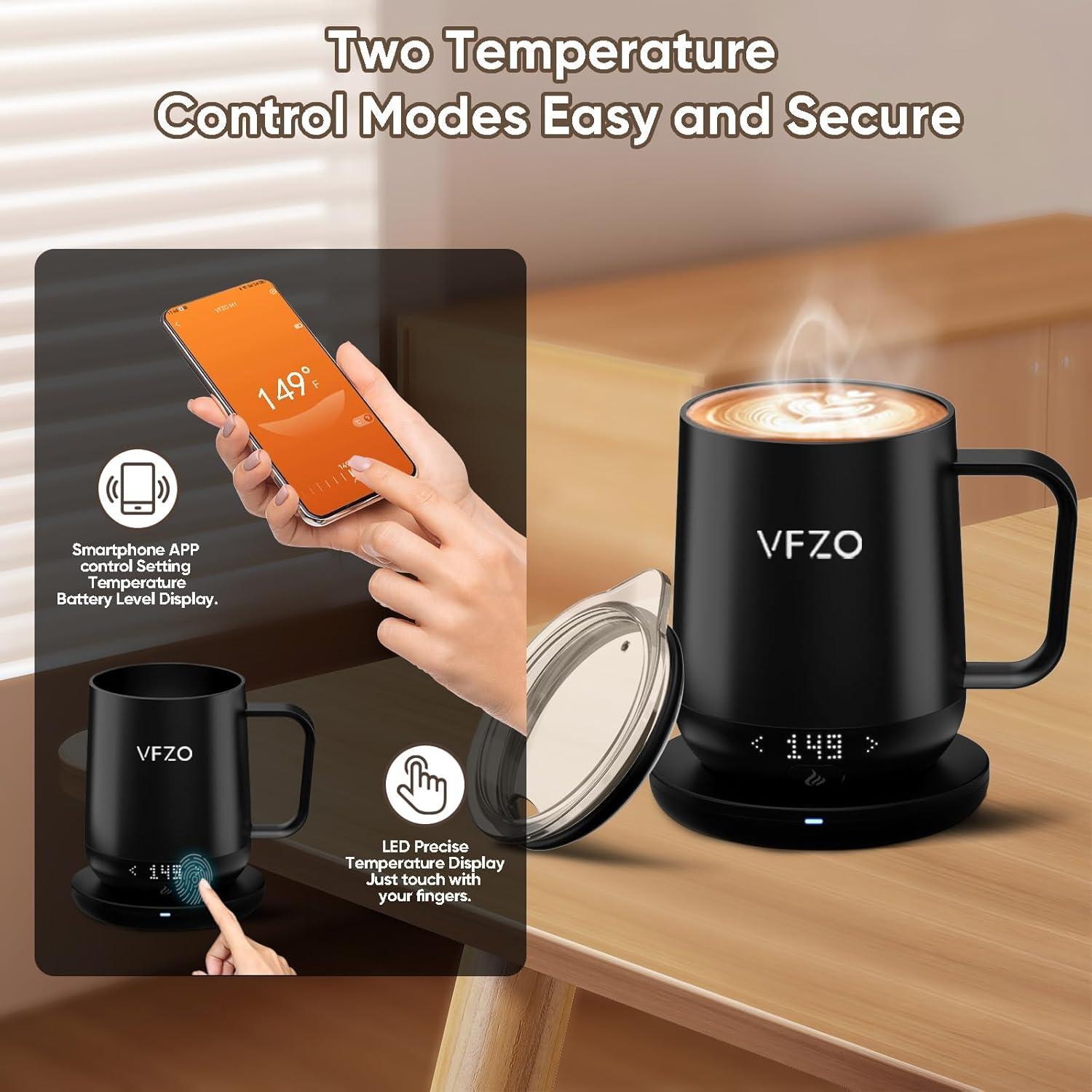 Taza Inteligente VFZO Autocalentable 12oz Negra con LED