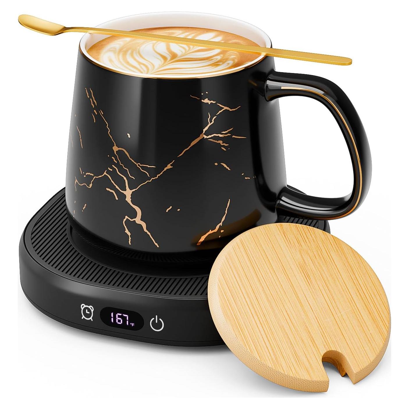 Calentador de Tazas Eléctrico LOUTYTUO con Taza de Mármol 400ml