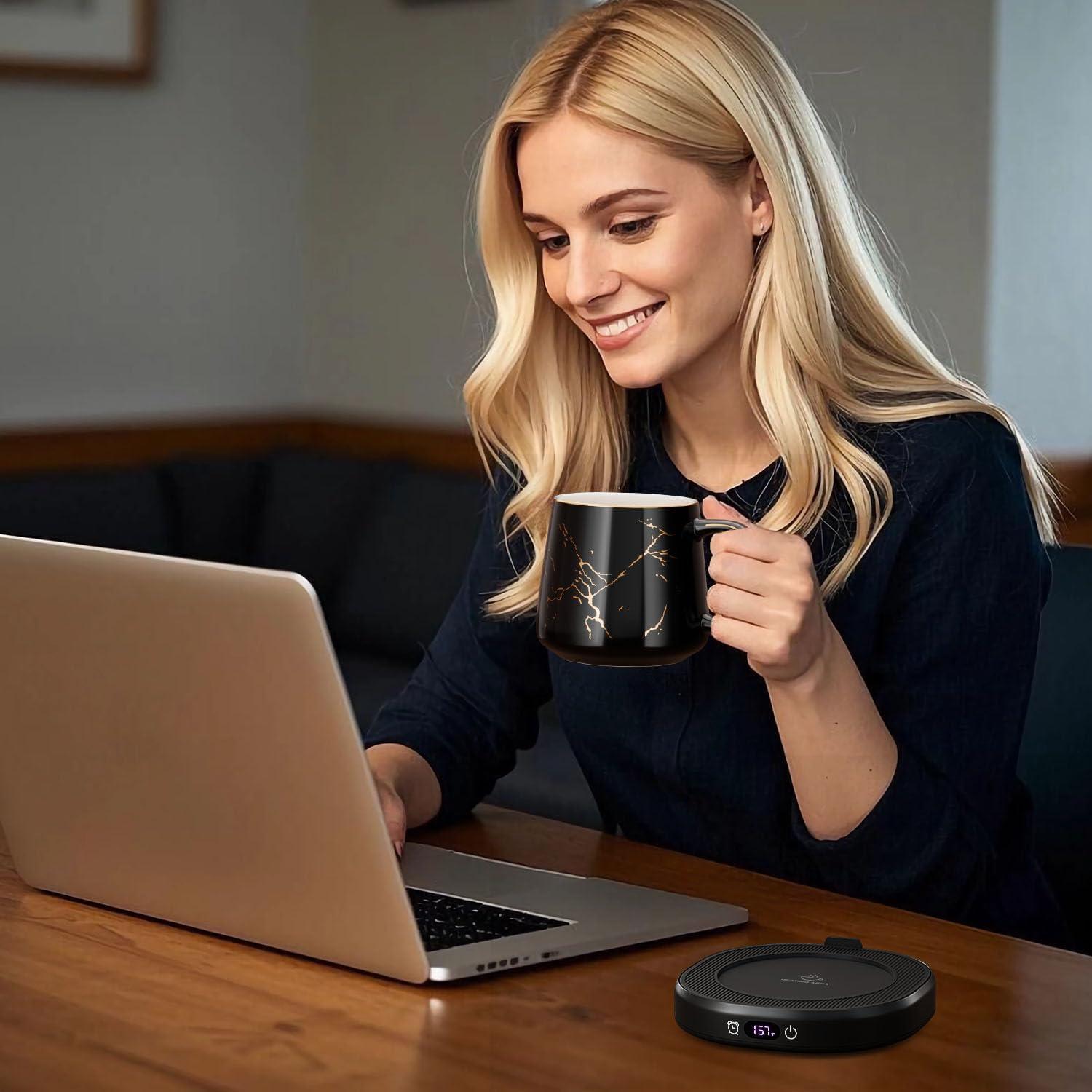 Calentador de Tazas Eléctrico LOUTYTUO con Taza de Mármol 400ml
