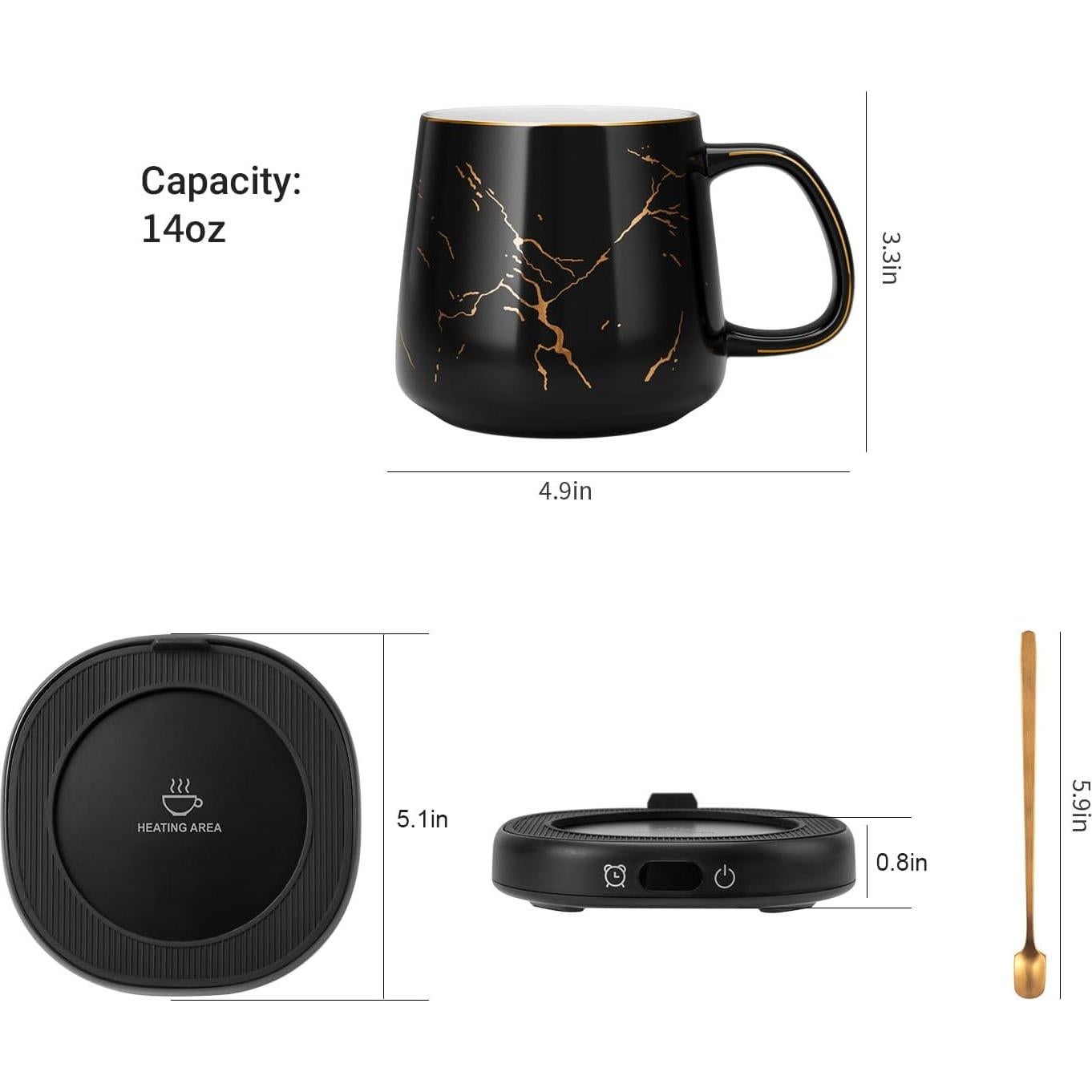 Calentador de Tazas Eléctrico LOUTYTUO con Taza de Mármol 400ml
