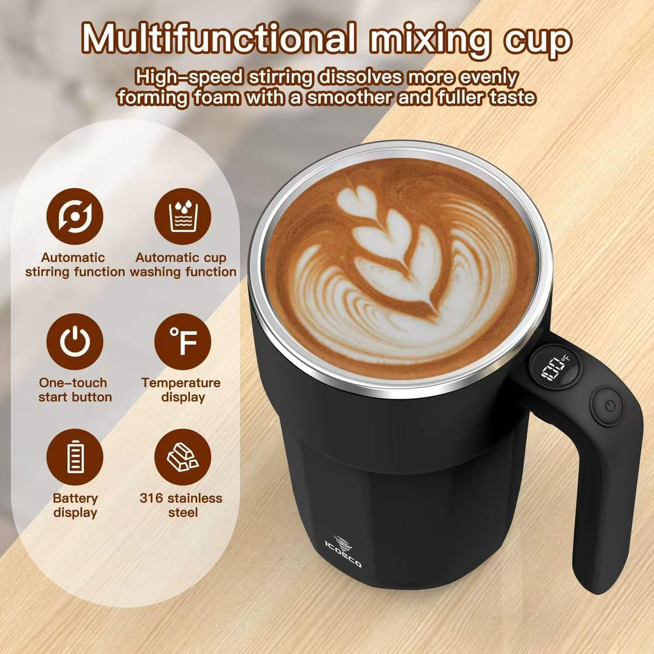 Taza Automezcladora ICOECO 12oz Recargable Negra