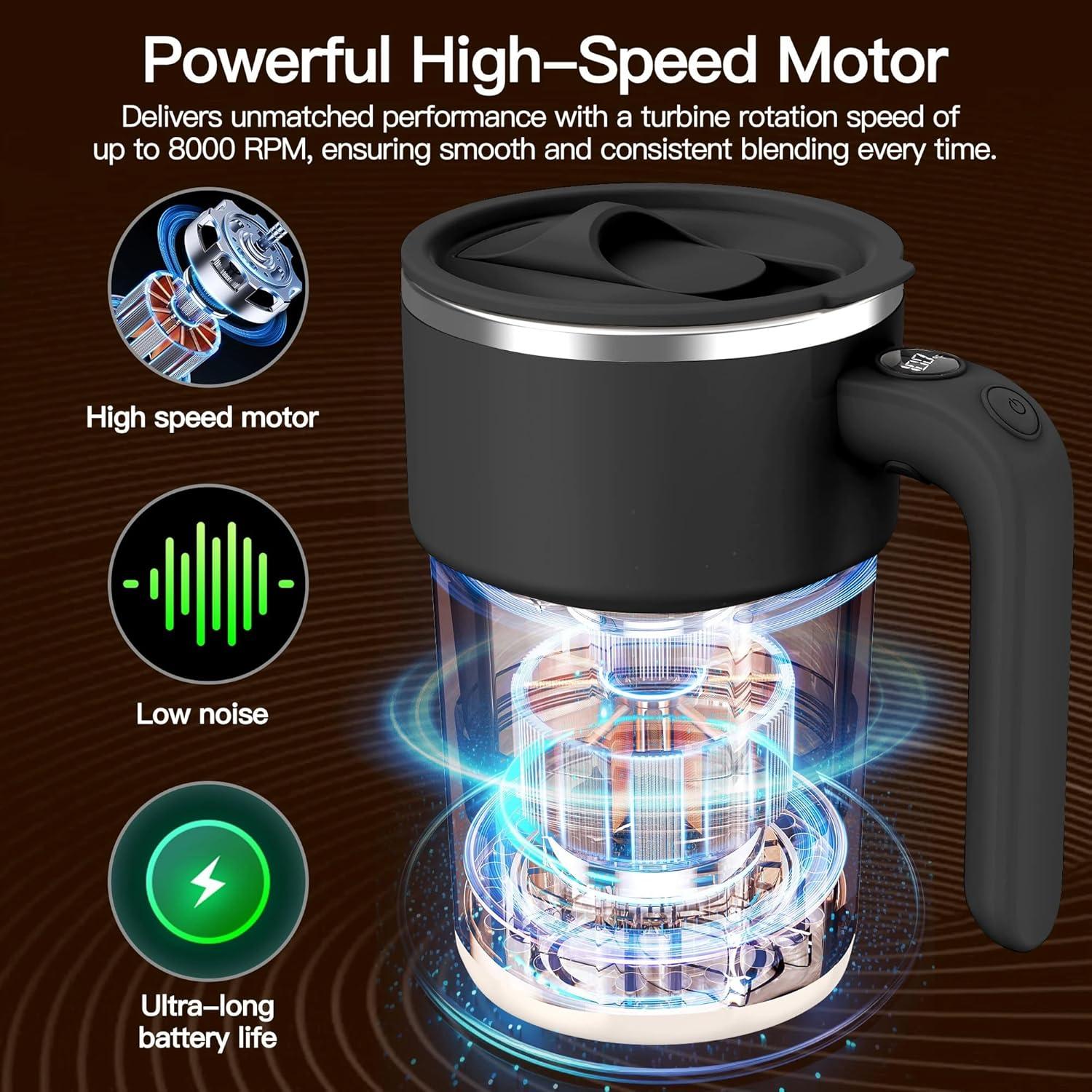 Taza Automezcladora ICOECO 12oz Recargable Negra