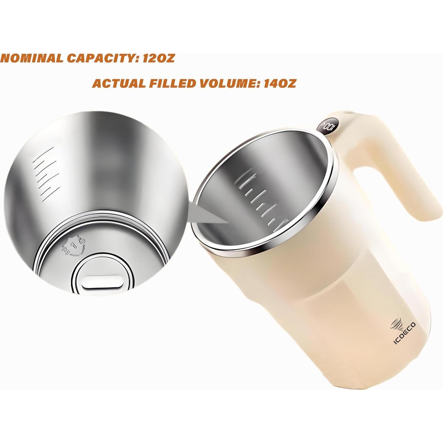 Taza Automezcladora ICOECO 12oz Recargable Negra