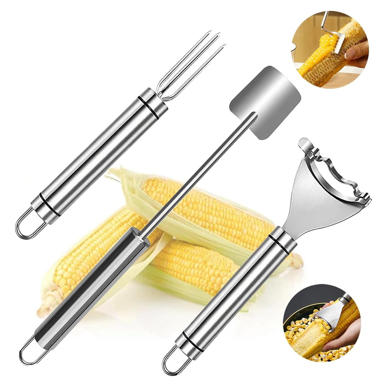 Pelador de Mazorcas de Maíz ERIEAOM Acero Inoxidable 3 Piezas