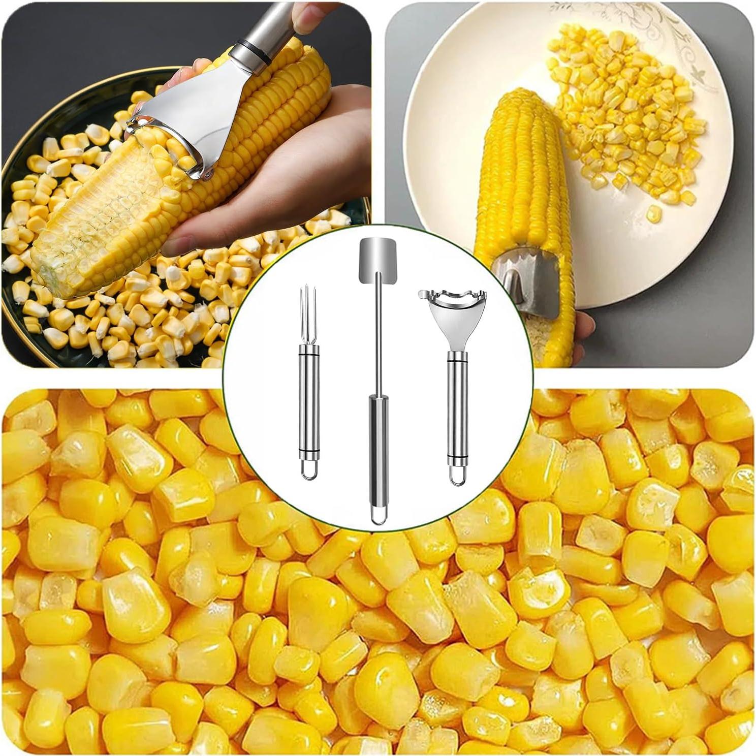 Pelador de Mazorcas de Maíz ERIEAOM Acero Inoxidable 3 Piezas