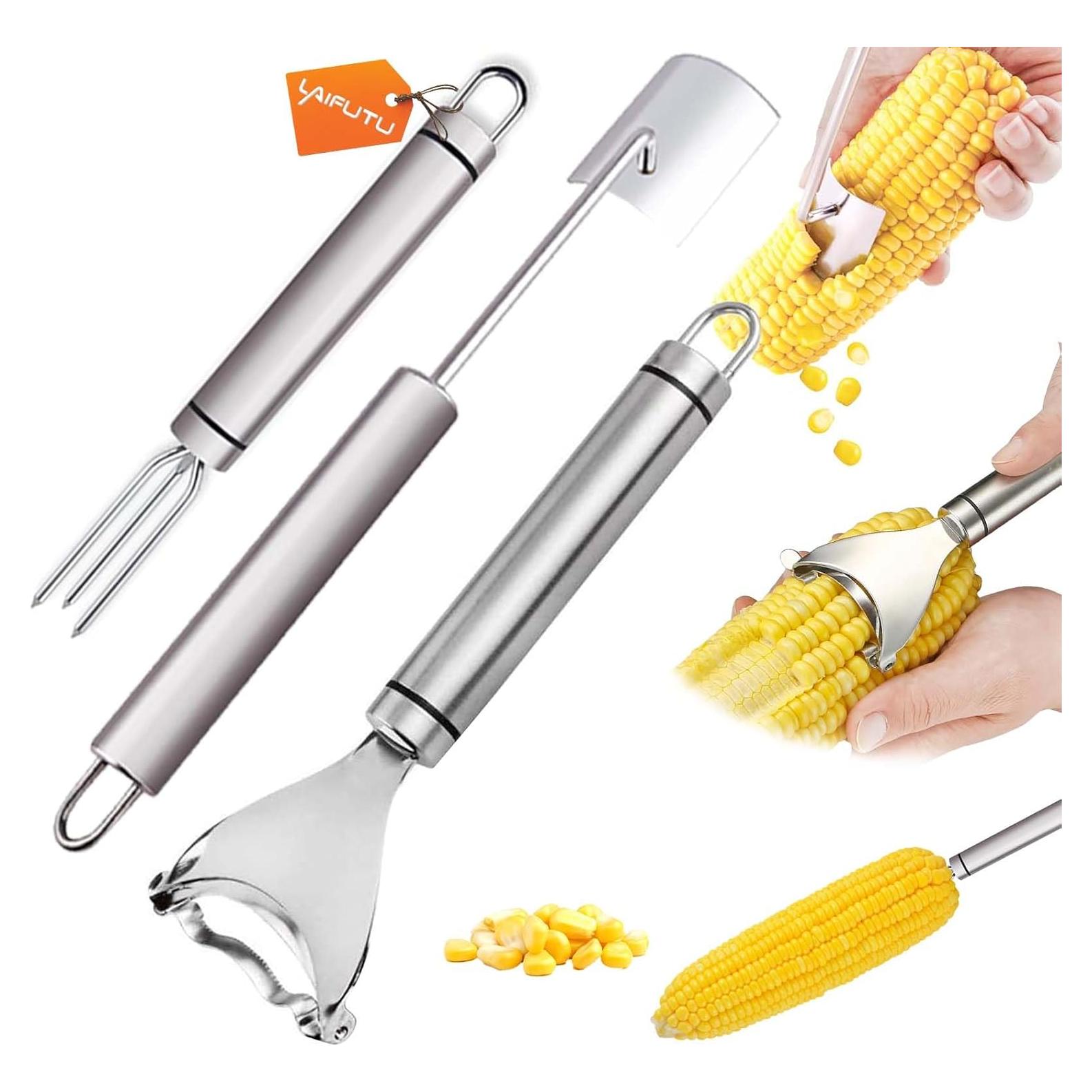 Pelador de Maíz LaifuTu de Acero Inoxidable, 3 Piezas, Ergonómico