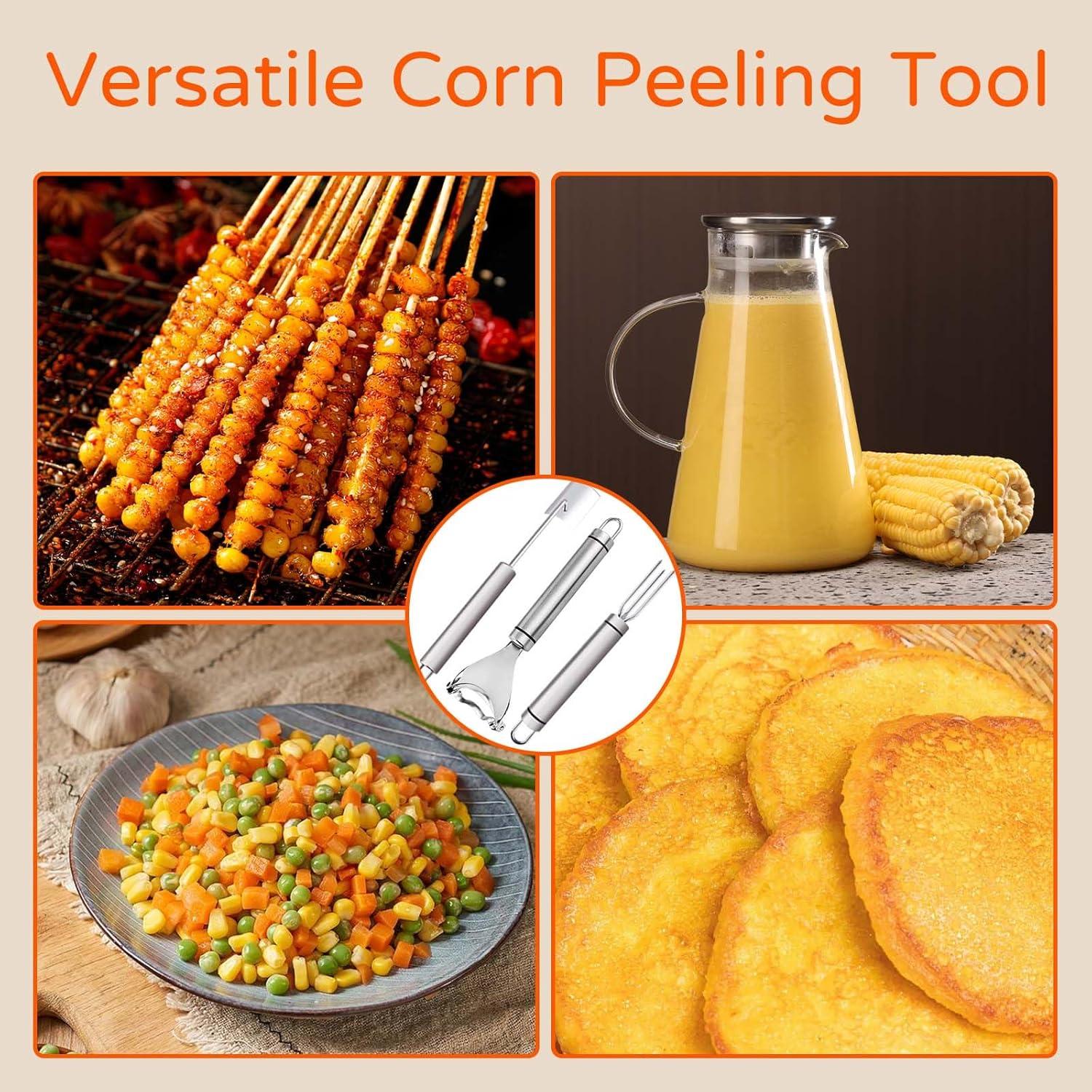 Pelador de Maíz LaifuTu de Acero Inoxidable, 3 Piezas, Ergonómico
