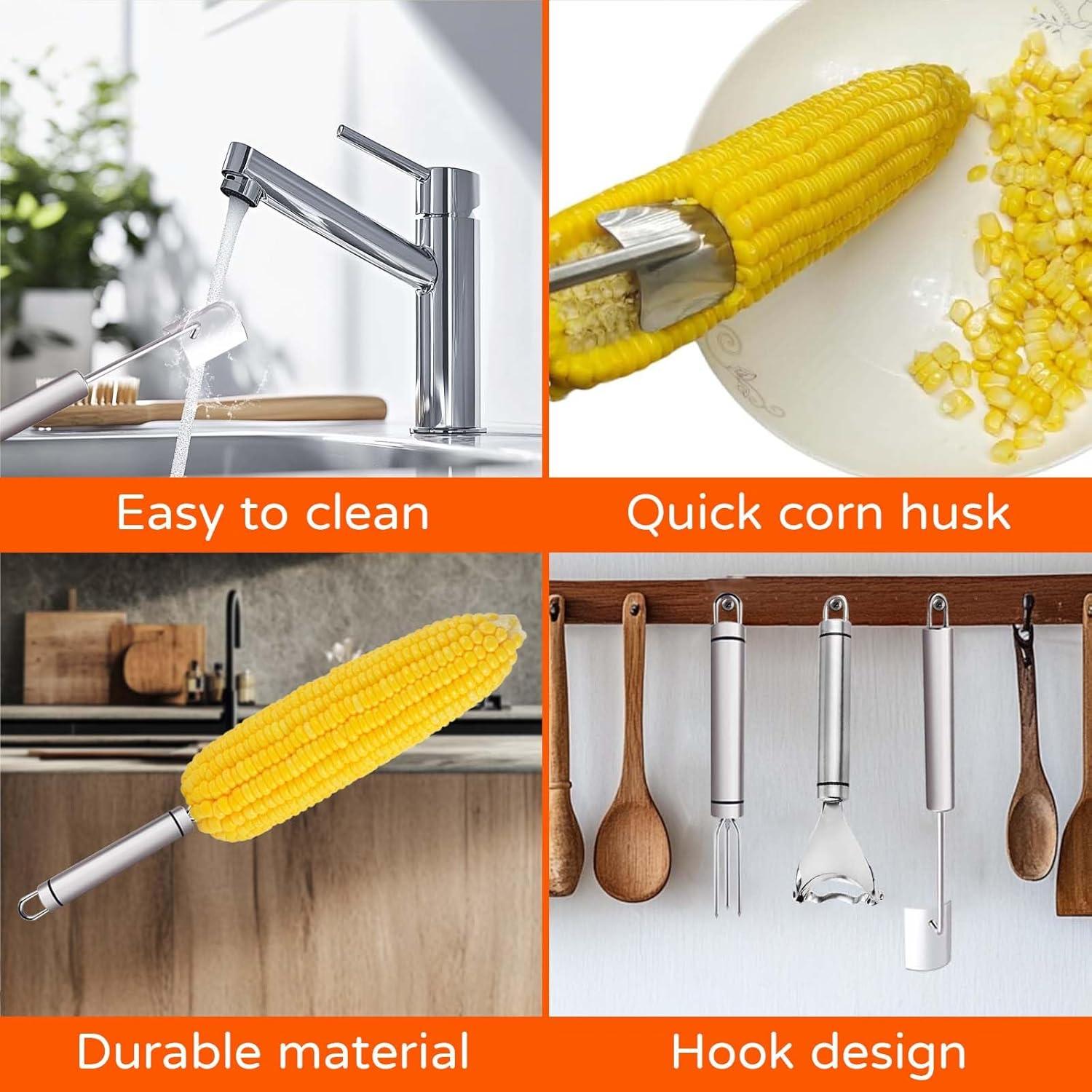 Pelador de Maíz LaifuTu de Acero Inoxidable, 3 Piezas, Ergonómico