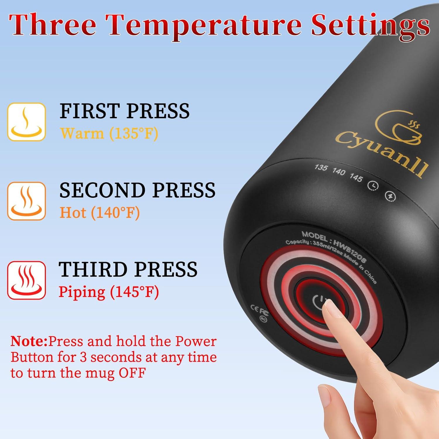 Taza de café inteligente Cyuanll 355 ml con control de temperatura