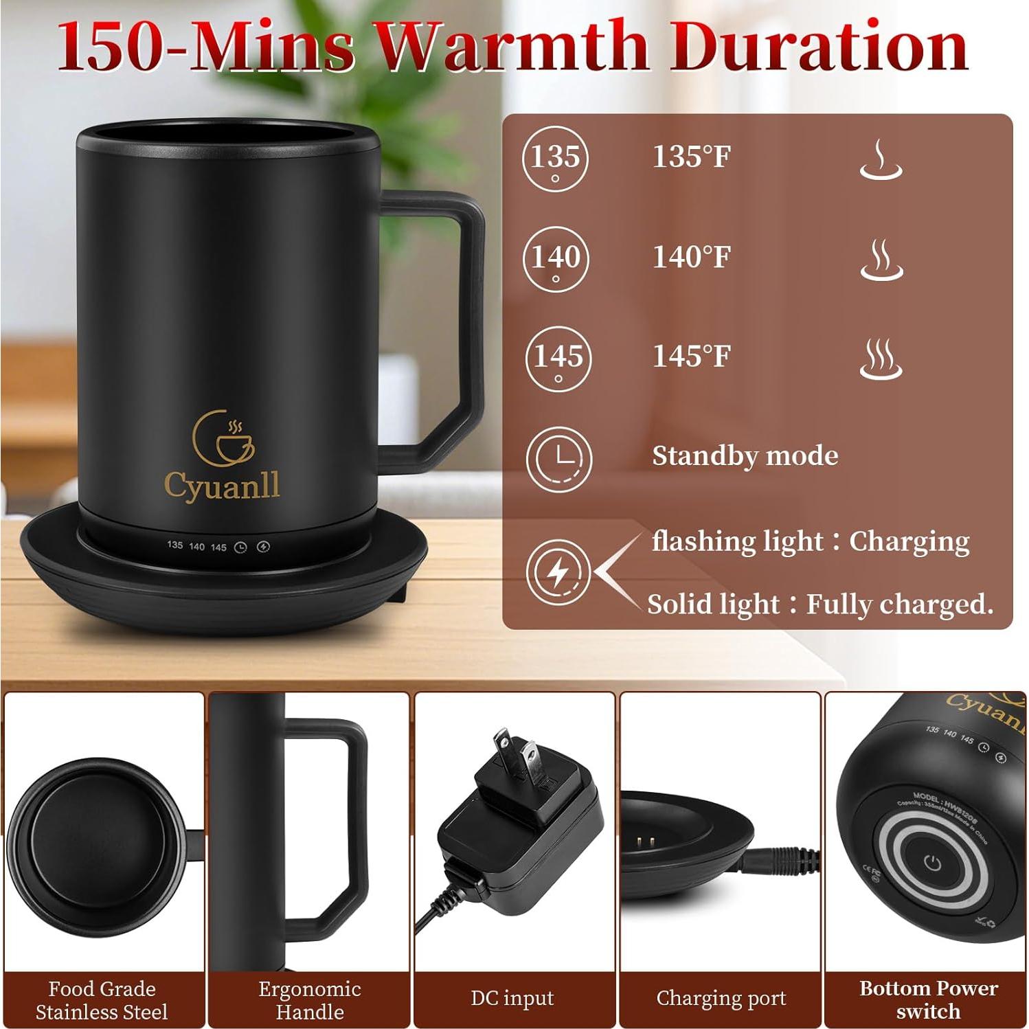 Taza de café inteligente Cyuanll 355 ml con control de temperatura