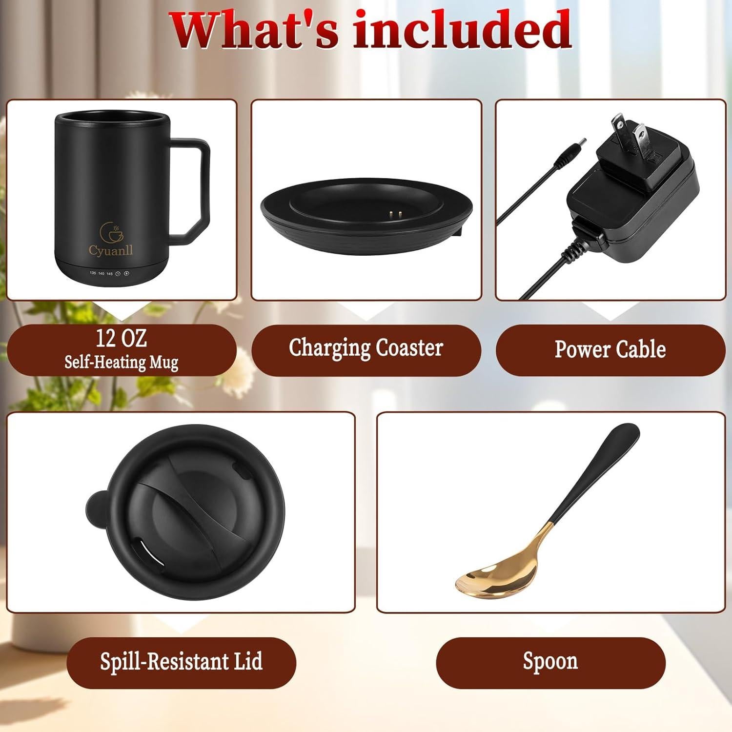 Taza de café inteligente Cyuanll 355 ml con control de temperatura