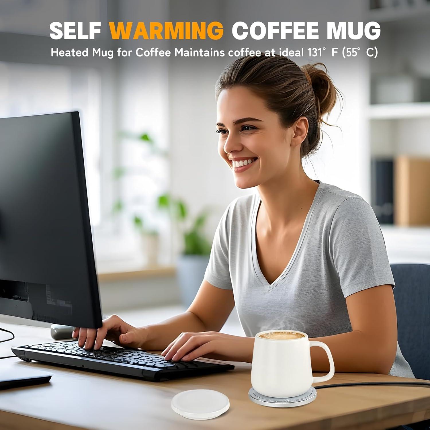 Taza Autocalentable USBERG 380ml con Cargador Inalámbrico 15W