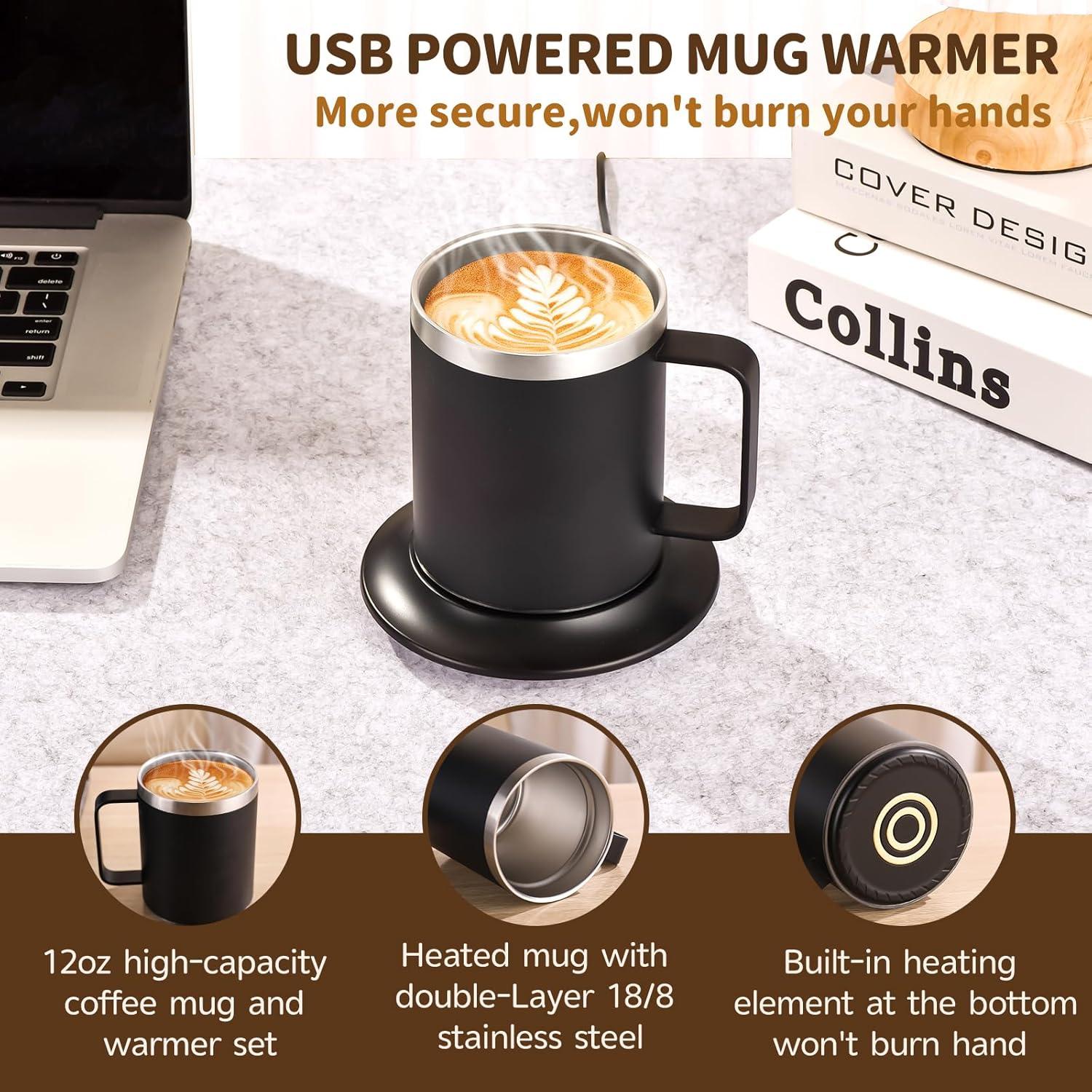 Taza autocalentable JINYUESHENG 12oz USB con control temperatura