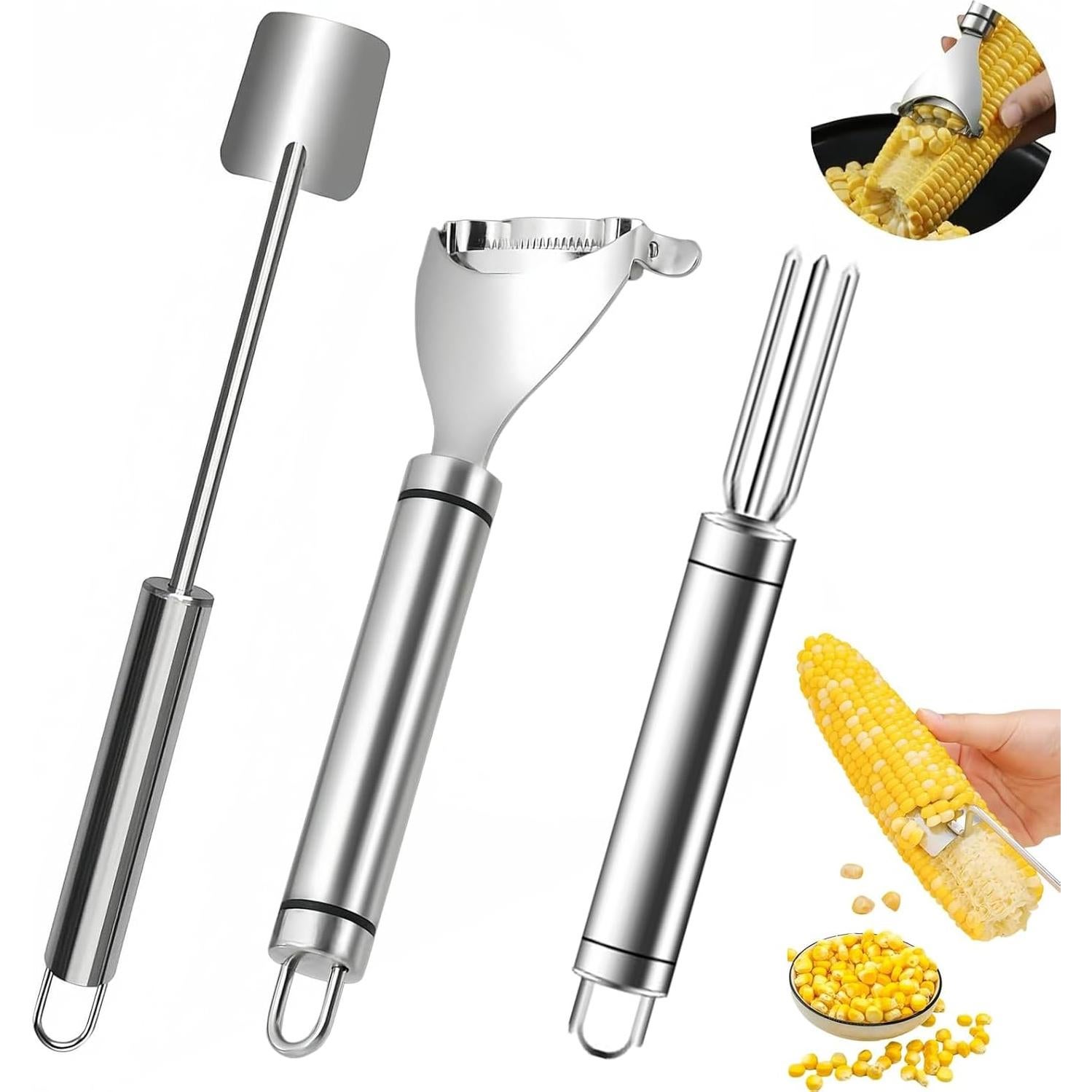 Pelador de Maíz 3PCS Tenxuzon Acero Inoxidable Mejorado 2025