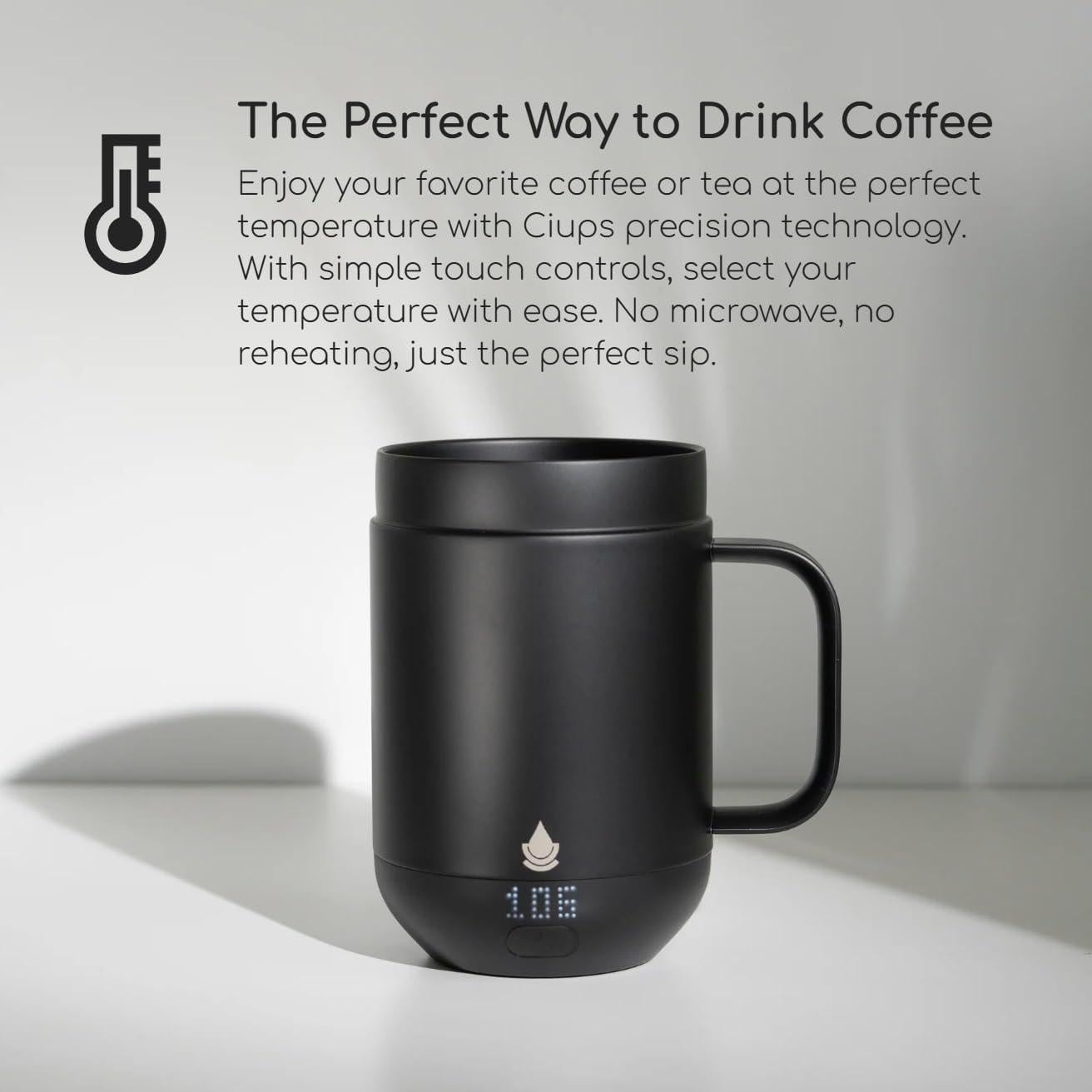 Taza autocalentable Ciups 0.47 L con control LED y batería