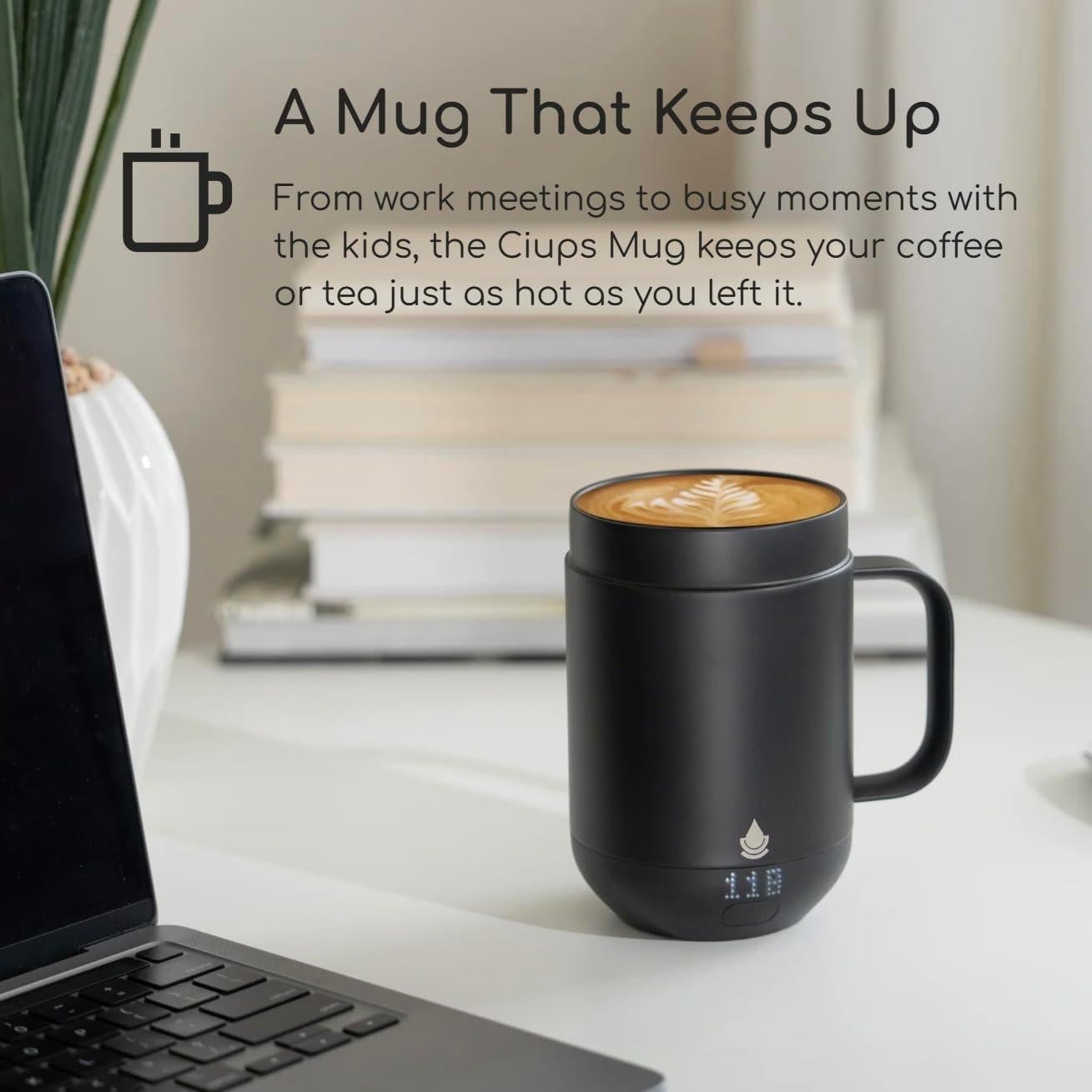 Taza autocalentable Ciups 0.47 L con control LED y batería