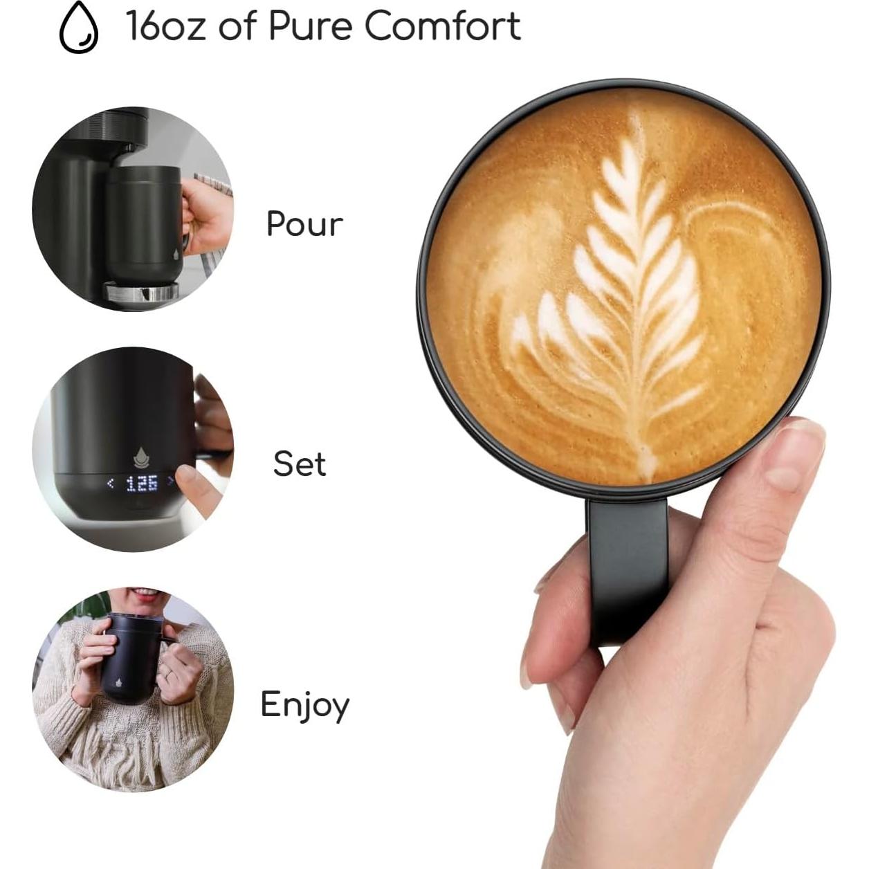 Taza autocalentable Ciups 0.47 L con control LED y batería