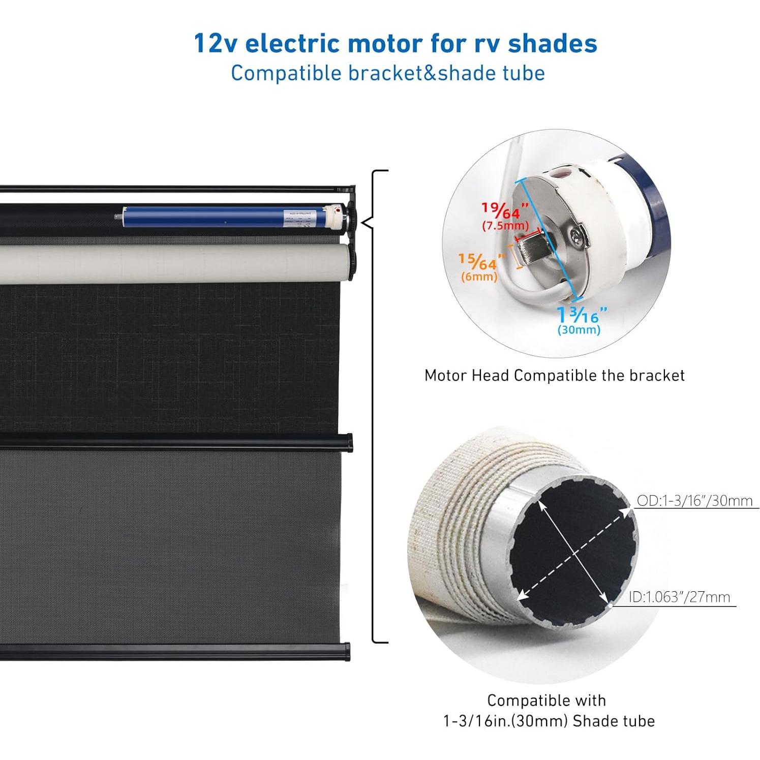 Motor de Sombra Eléctrico Rollerhouse DM25DS 12V para RV