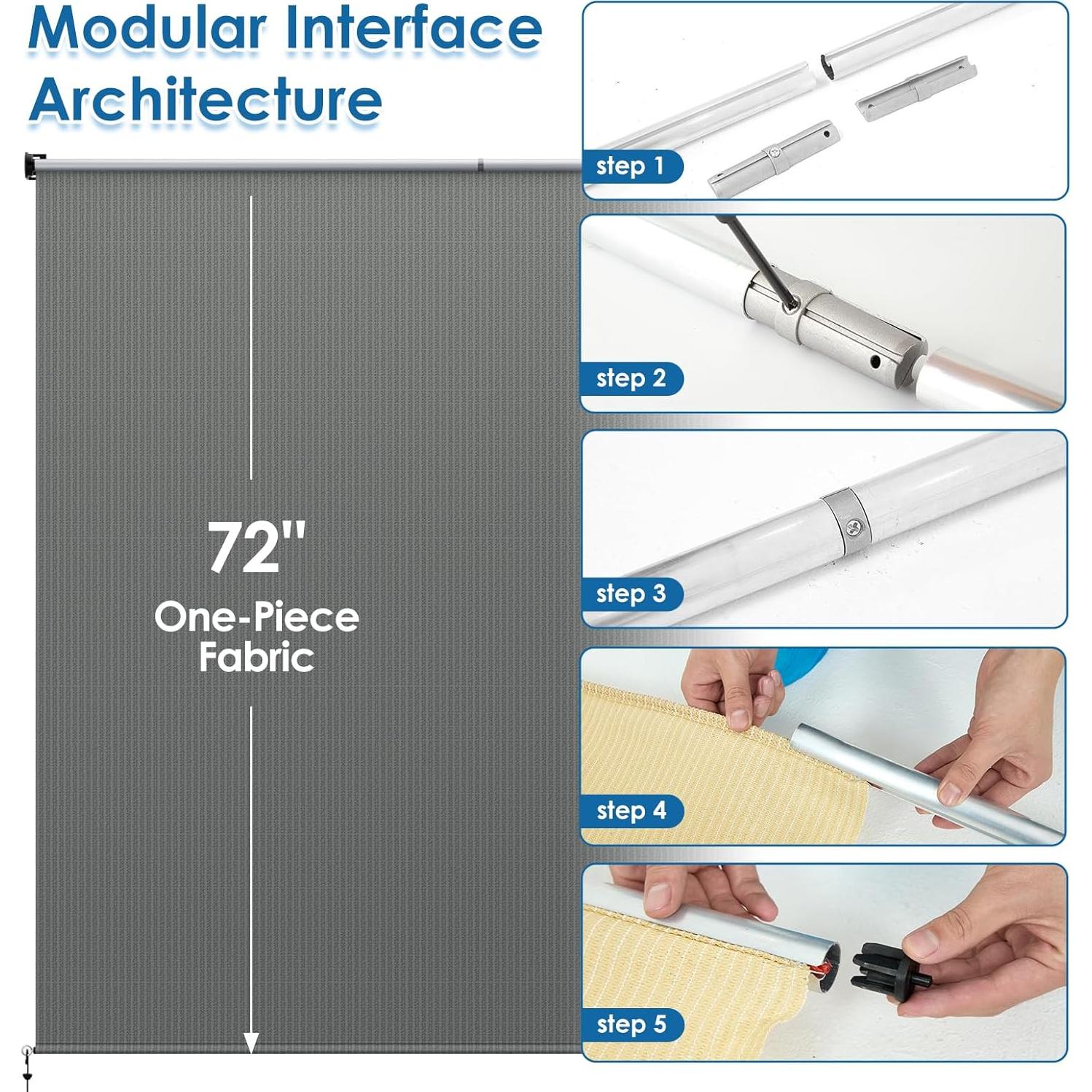 Persiana enrollable exterior OOTONAT 2.44x1.83m gris oscuro