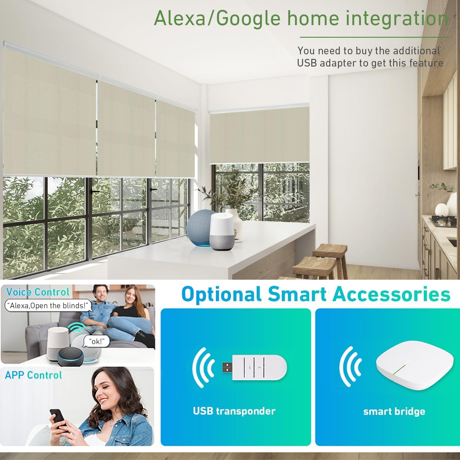 Kit de Persianas Motorizadas HUIYEETEX 45x2.54 cm USB-C Control Remoto