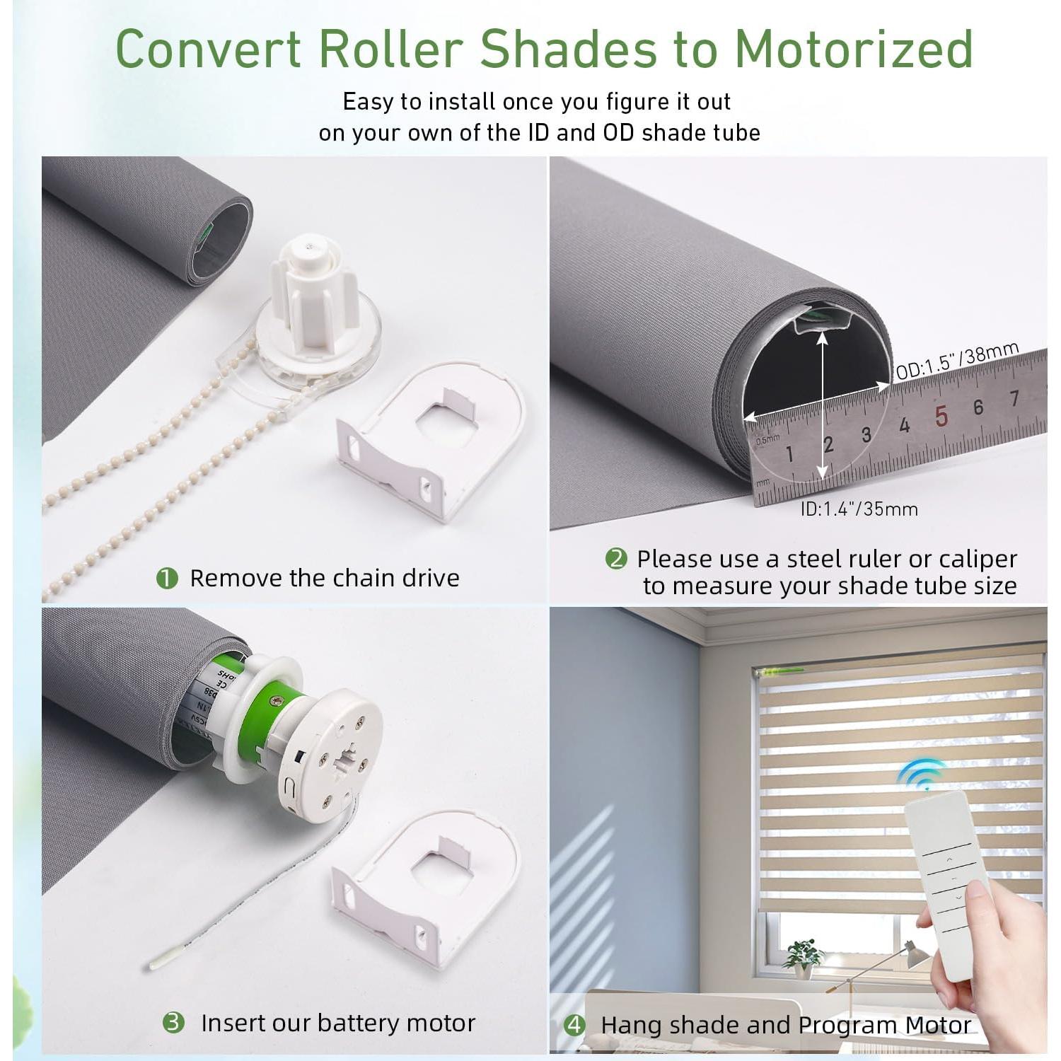 Kit de Persianas Motorizadas HUIYEETEX 45x2.54 cm USB-C Control Remoto