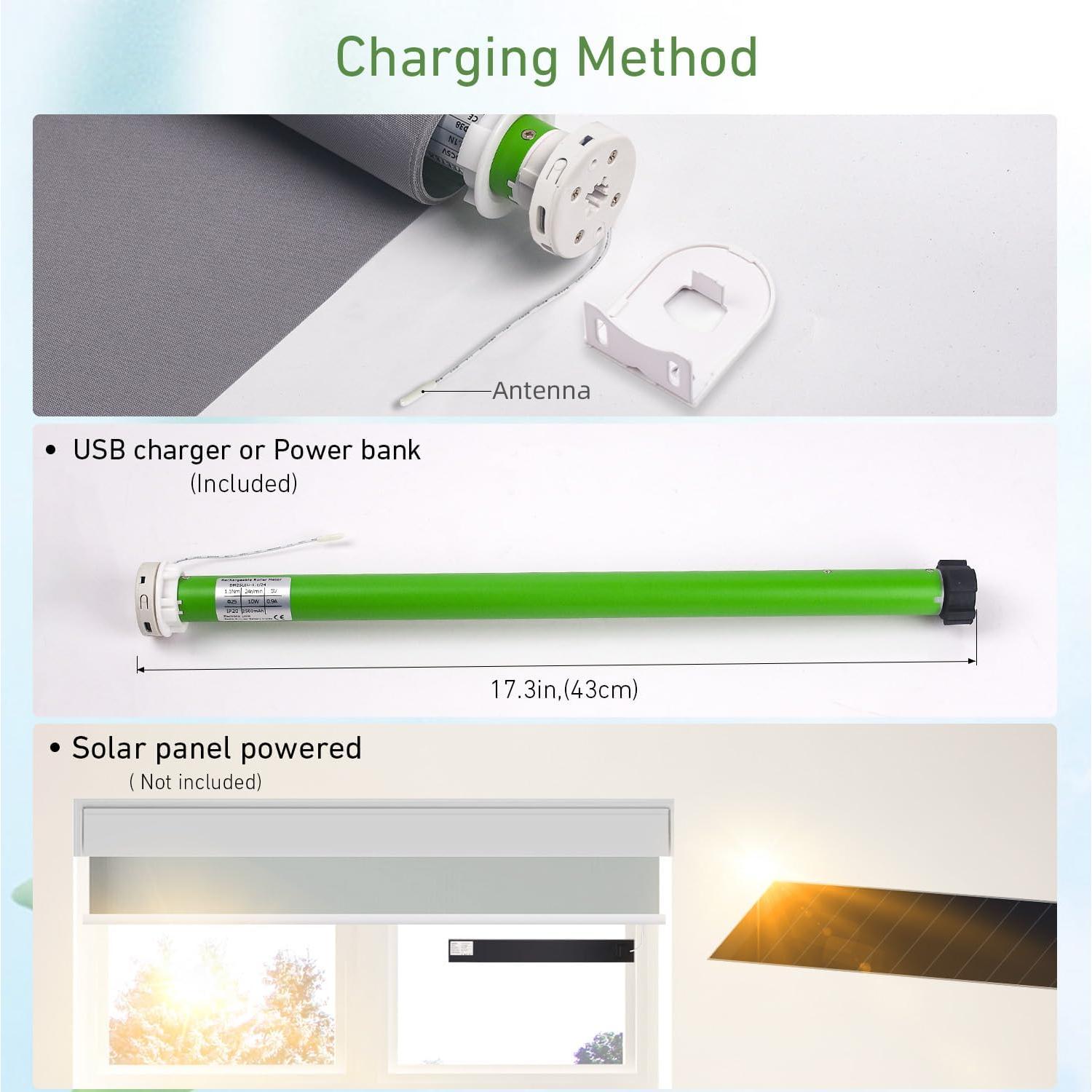 Kit de Persianas Motorizadas HUIYEETEX 45x2.54 cm USB-C Control Remoto