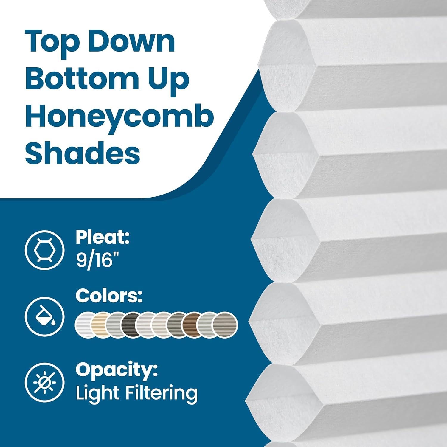 Sombra Celular Sin Cuerda BlindsAvenue 26.5x48" Filtrado Luz Blanco