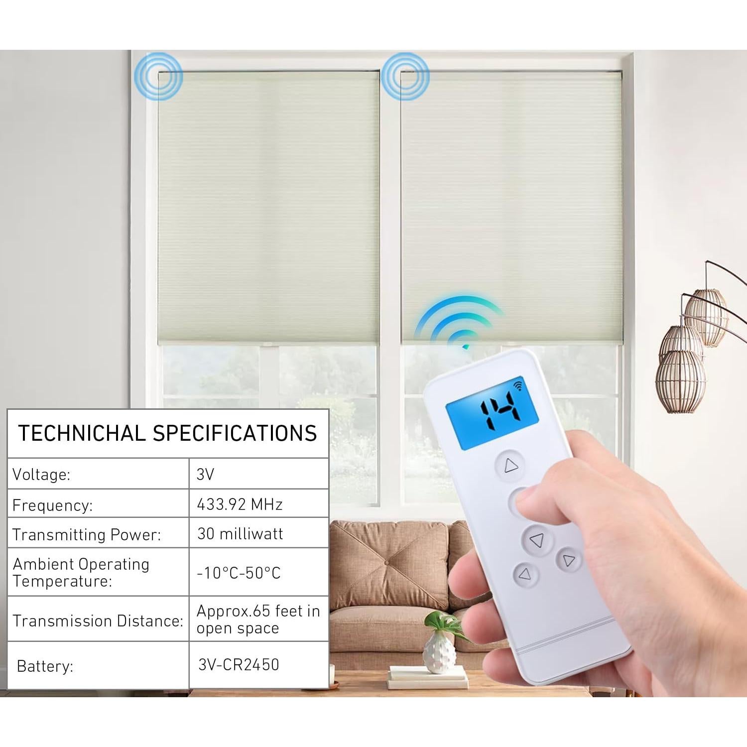 Controlador remoto 14 canales Rollerhouse para persianas blancas