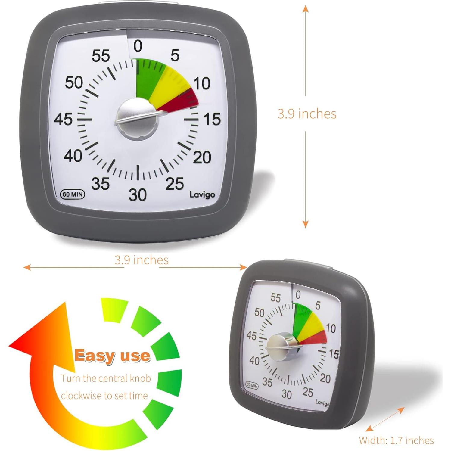 Temporizador Visual de Cuenta Regresiva 60 Min Lavigo Gris