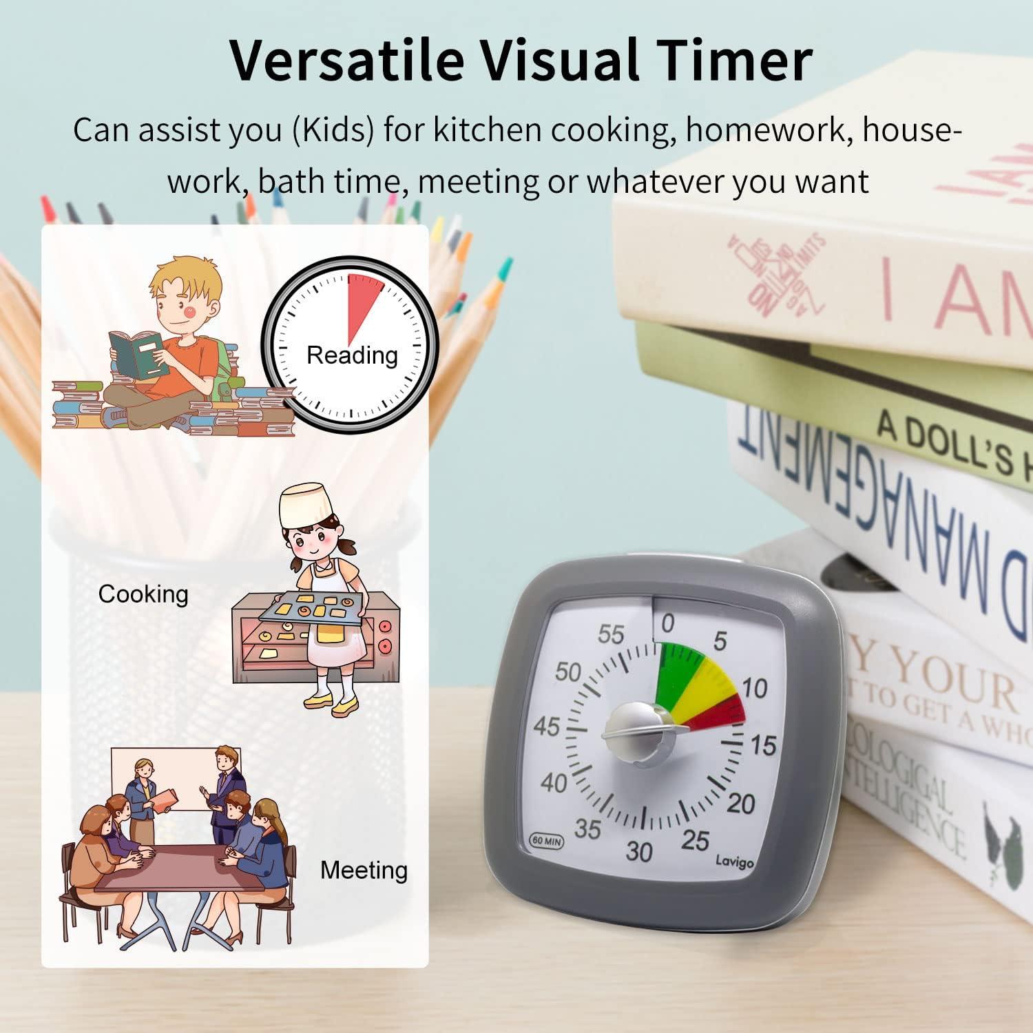 Temporizador Visual de Cuenta Regresiva 60 Min Lavigo Gris