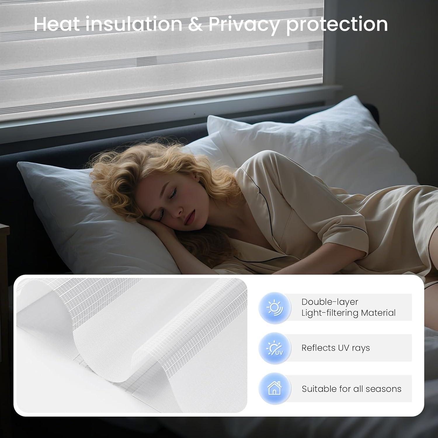 Persianas Zebra Motorizadas Grandekor 91x183 cm Blancas