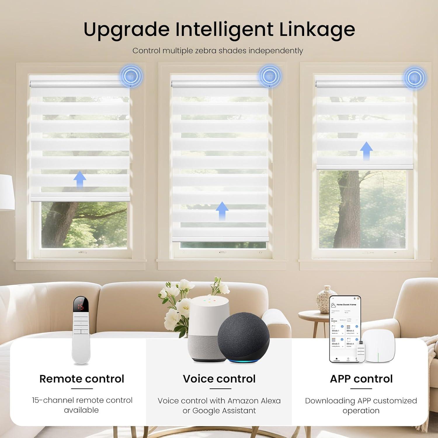 Persianas Zebra Motorizadas Grandekor 91x183 cm Blancas