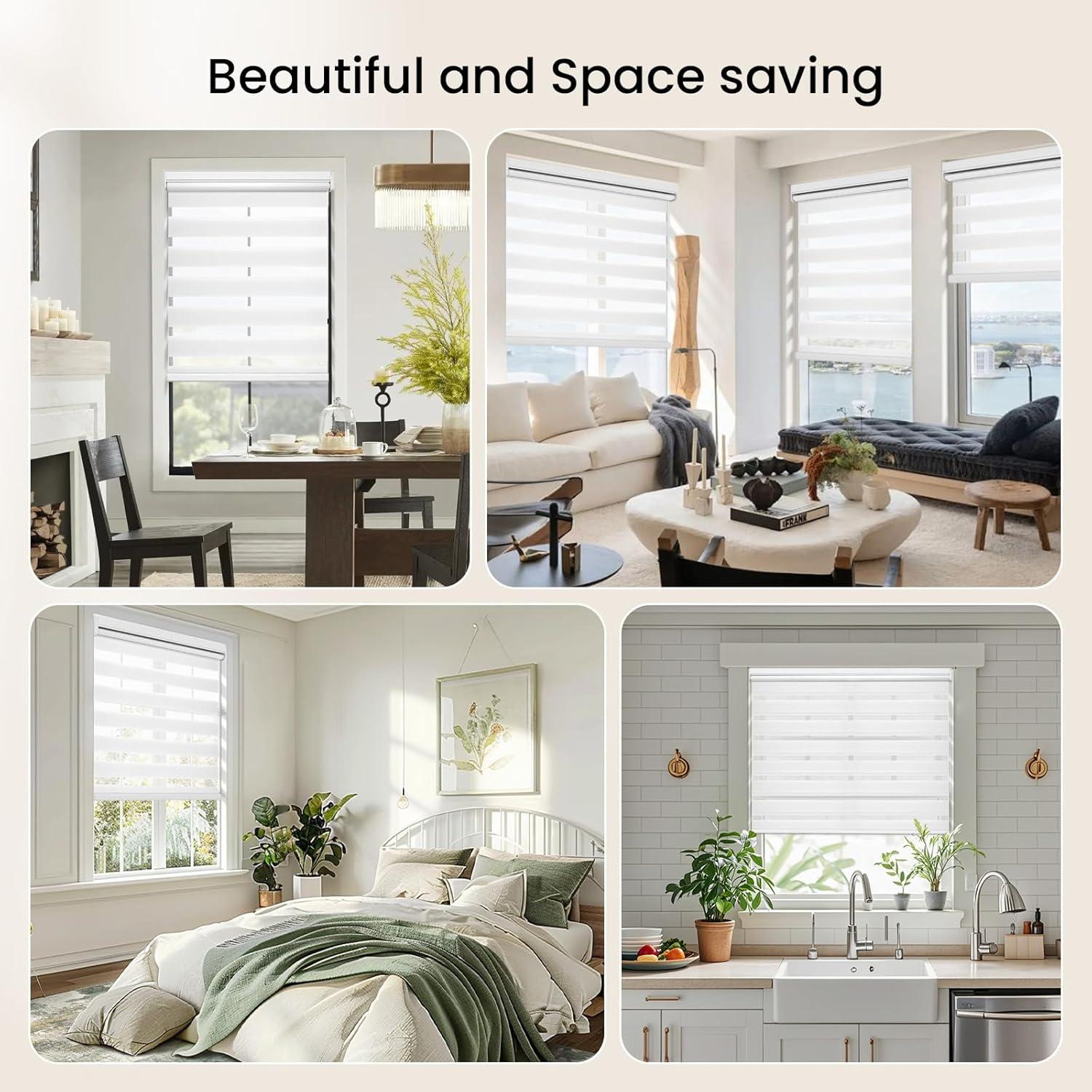 Persianas Zebra Motorizadas Grandekor 91x183 cm Blancas