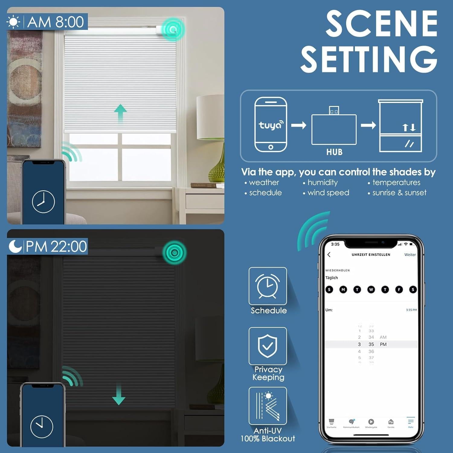 Persianas Motorizadas Solar Blankendon 86x162 cm Control Remoto