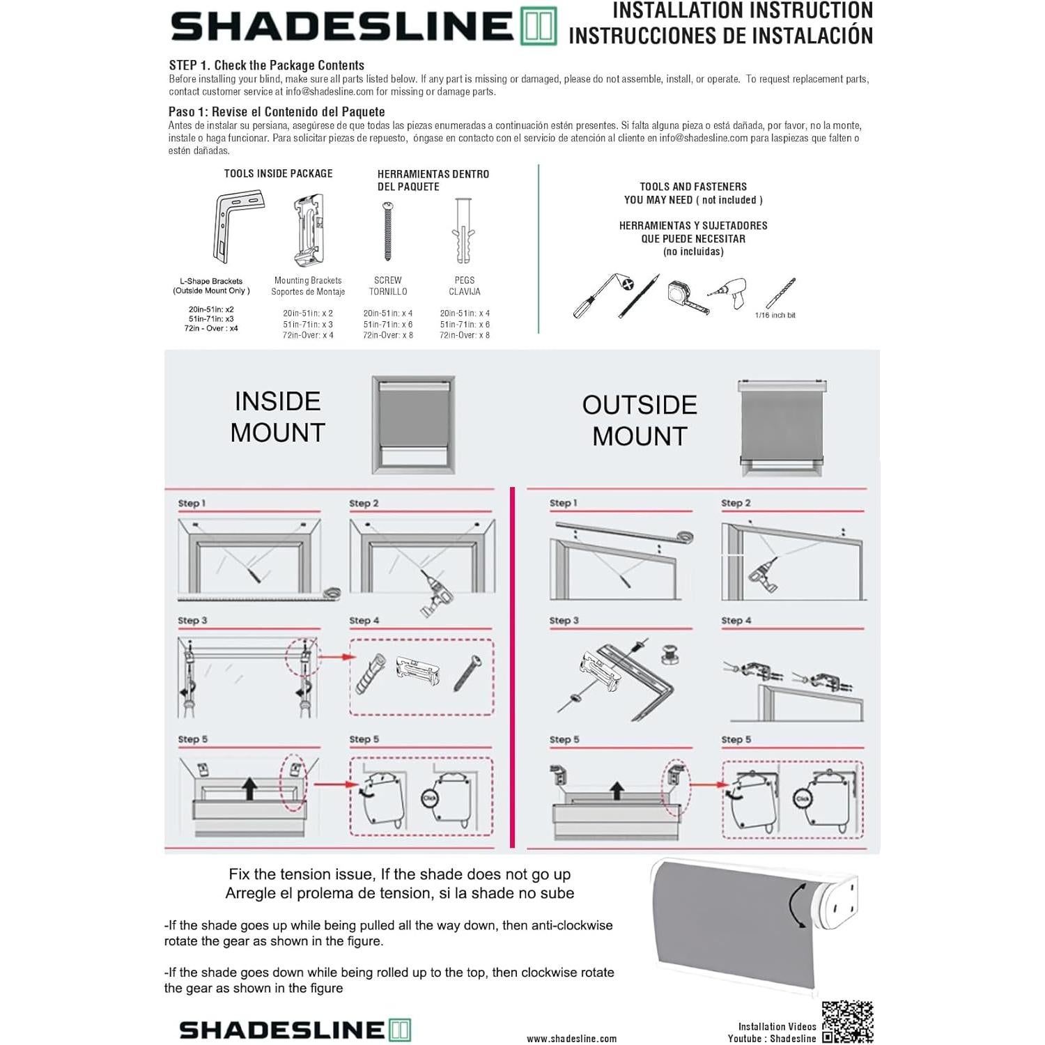Persianas Enrollables Opacas SHADESLINE 121.9x203.2 cm Sin Cuerda