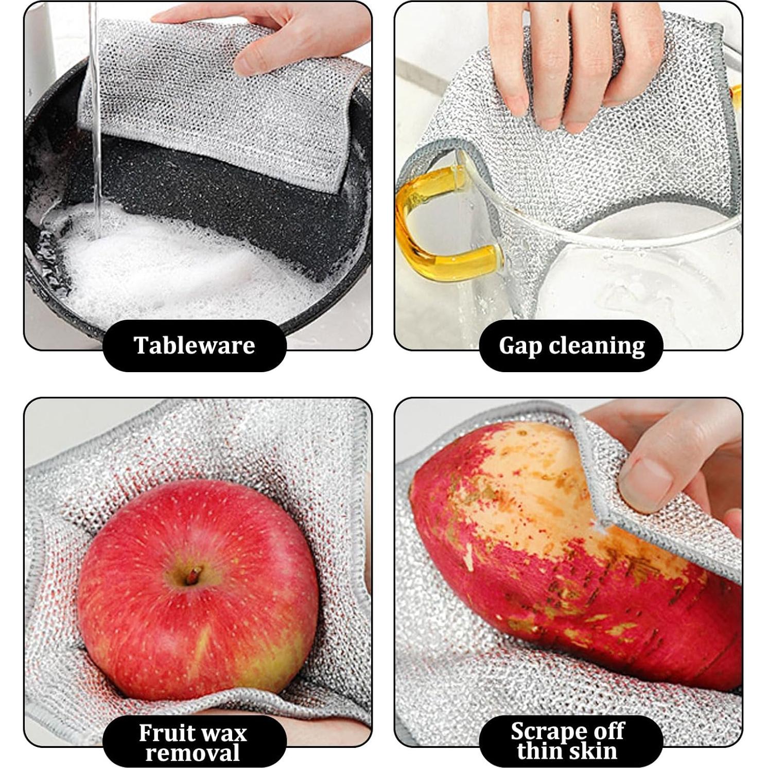 Trapos de Lavado de Platos MIYUANGKJ 20 Pcs Doble Capa Plata