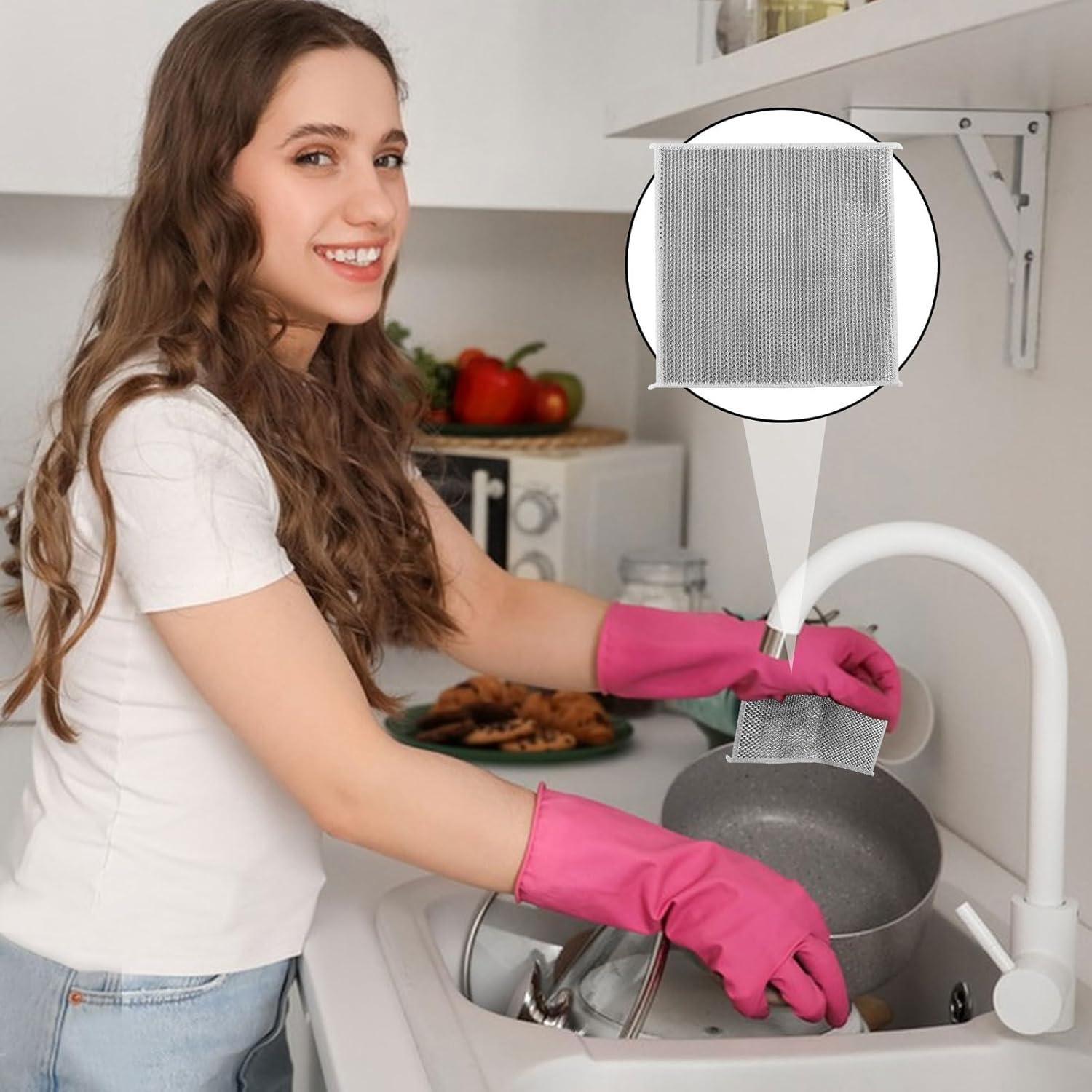 Trapos de Lavado de Platos MIYUANGKJ 20 Pcs Doble Capa Plata