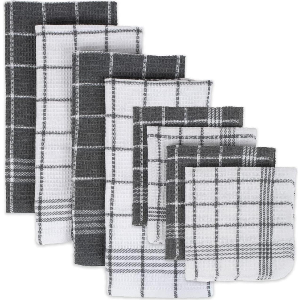 Juego de Cocina DII Waffle Weave 8 Piezas 100% Algodón Gris