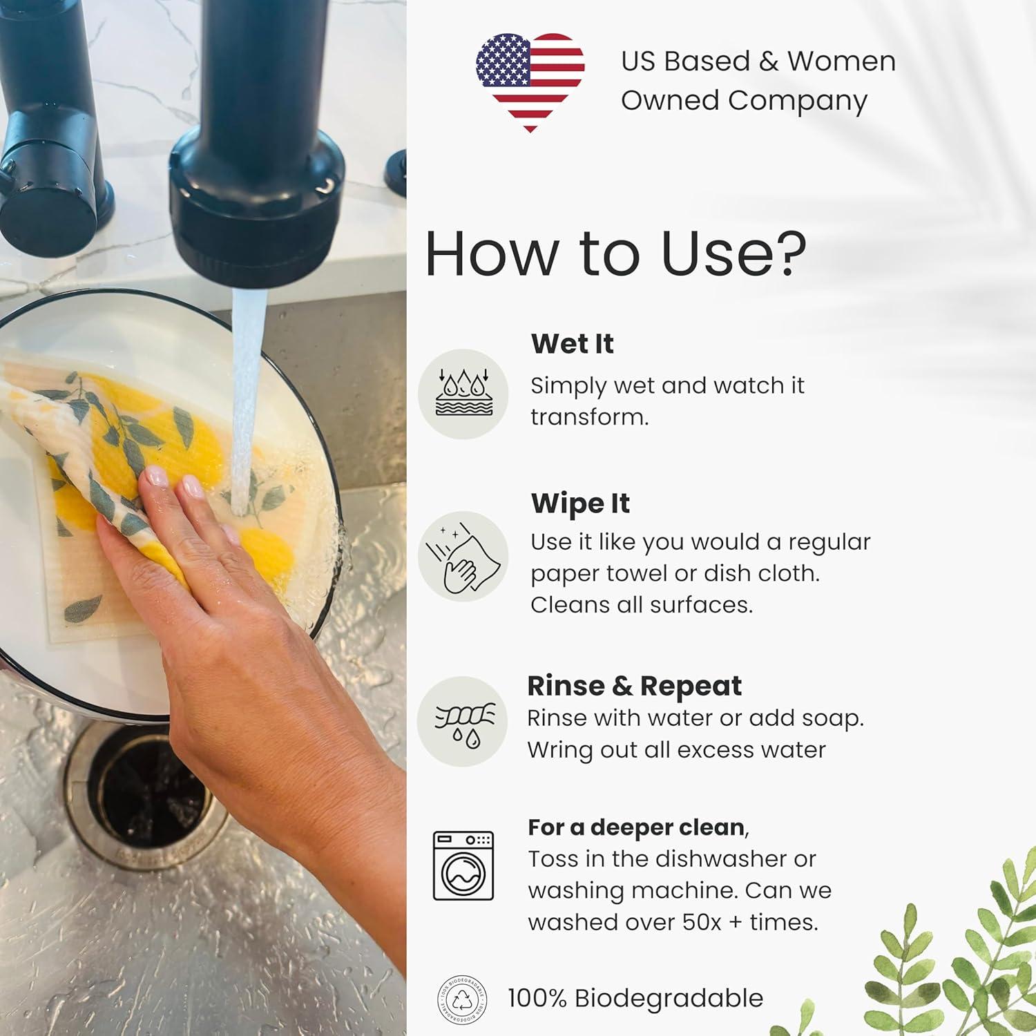 Paños de Cocina Suecos Harps&Seb - 5 Unidades Reutilizables y Absorbentes