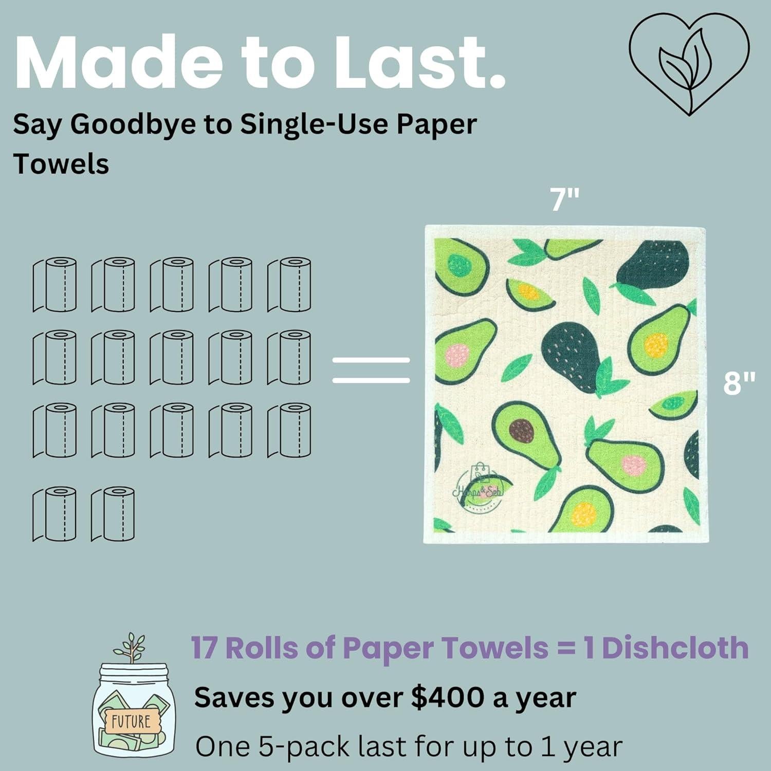 Paños de Cocina Suecos Harps&Seb - 5 Unidades Reutilizables y Absorbentes