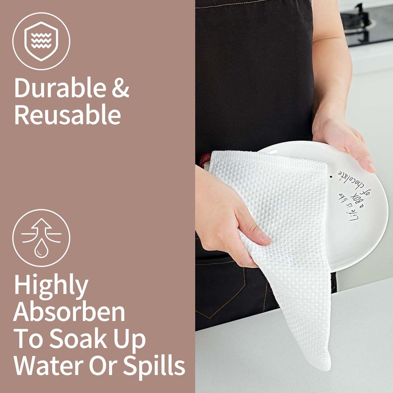 Paños de Cocina de Algodón LikGuest 30x30 cm, 8 Piezas Absorbentes