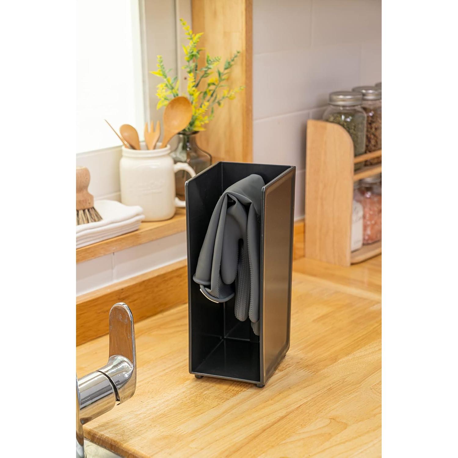 Soporte de Secado Oculto COELO para Guantes de Cocina Negro