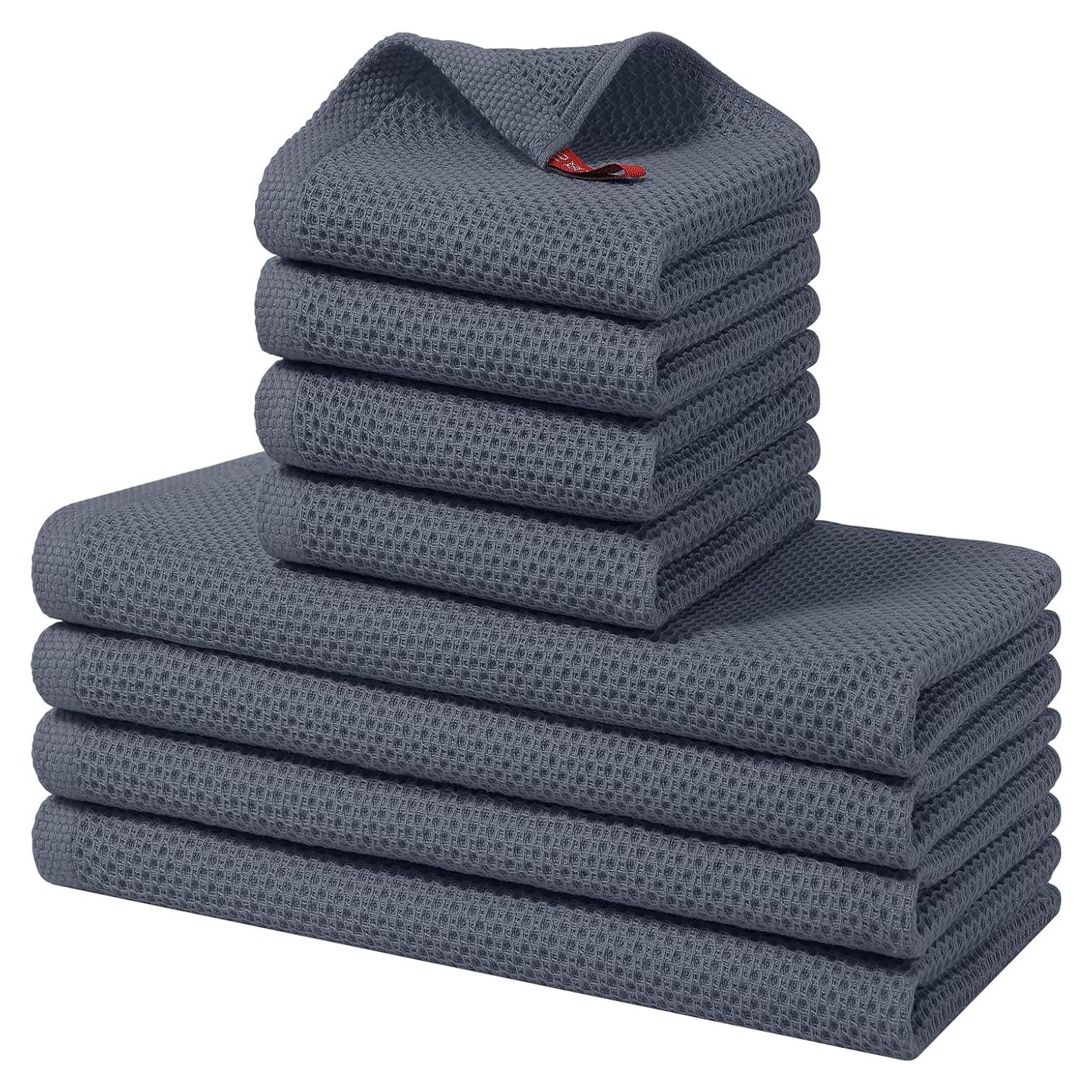 Juego de Toallas de Cocina Homaxy 100% Algodón 8 Piezas Gris