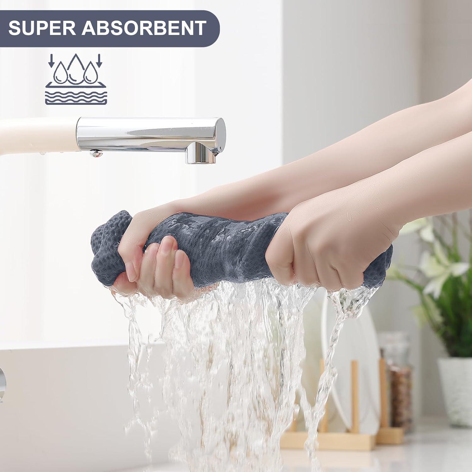 Juego de Toallas de Cocina Homaxy 100% Algodón 8 Piezas Gris