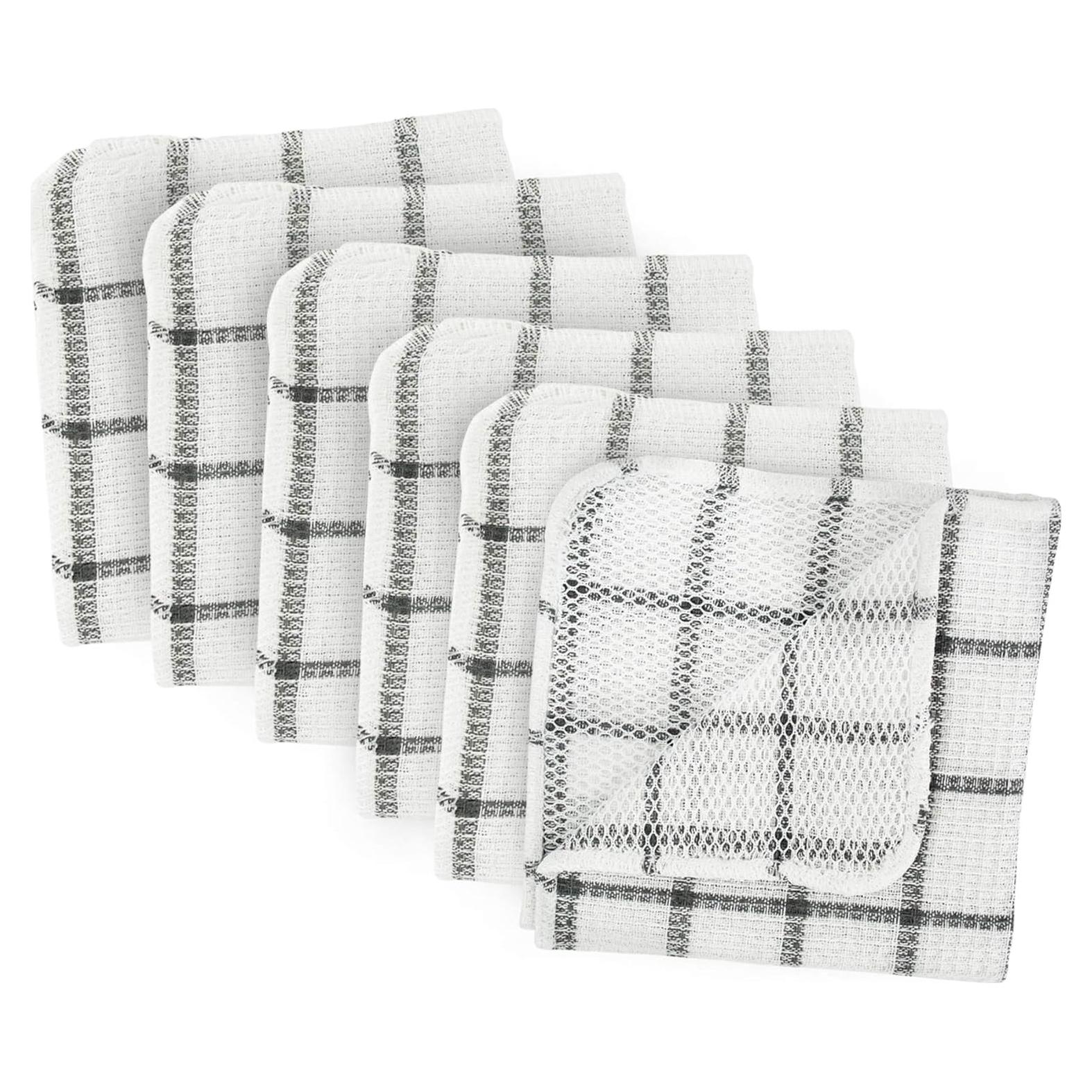 Set de 6 Paños de Cocina DII Rayas Blancas y Grises 30x30 cm