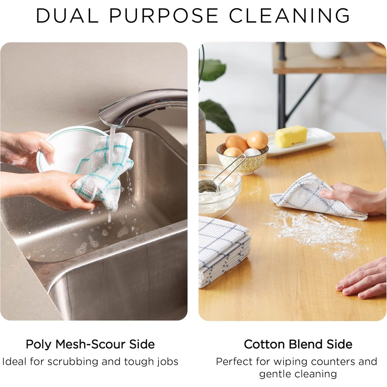 Set de 6 Paños de Cocina DII Rayas Blancas y Grises 30x30 cm