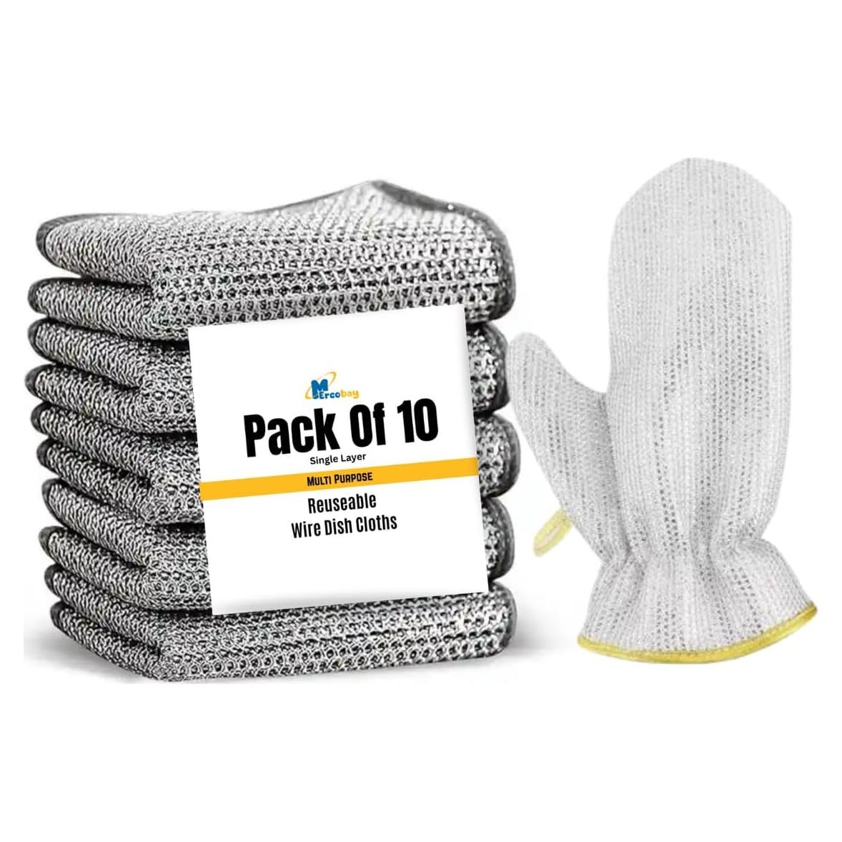 Trapos de Lavado de Platos de Alambre Mercobay - Paquete de 10