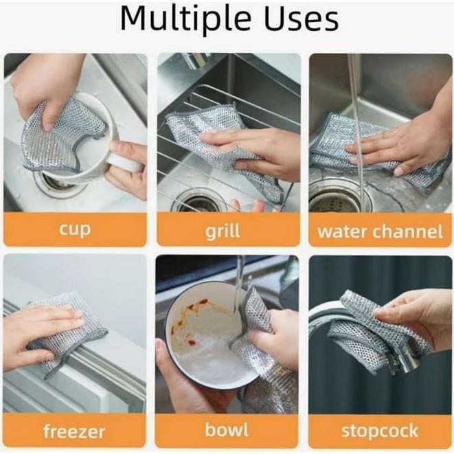 10 Trapos de Limpieza Reutilizables Zaakoo 20x20cm Acero Inoxidable